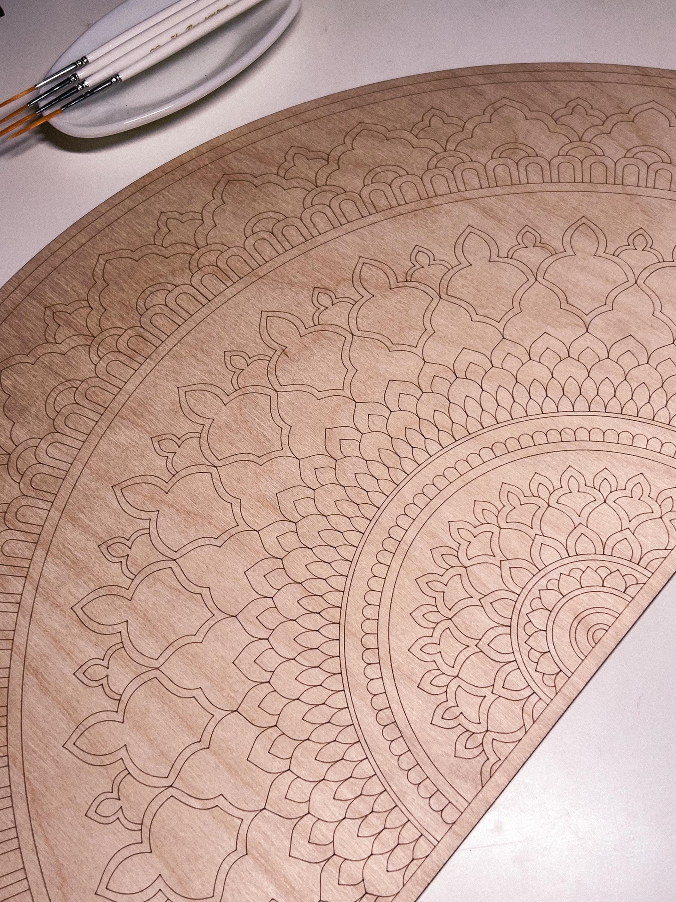 Mandala aus Holz zum Ausmalen, Kunsttherapie, Bastelset, Ausmalen für Erwachsene, Wandkunst, Malerei, Wohndekoration, einfache Zeichnung, Maltafeln, Mandala-Kunst