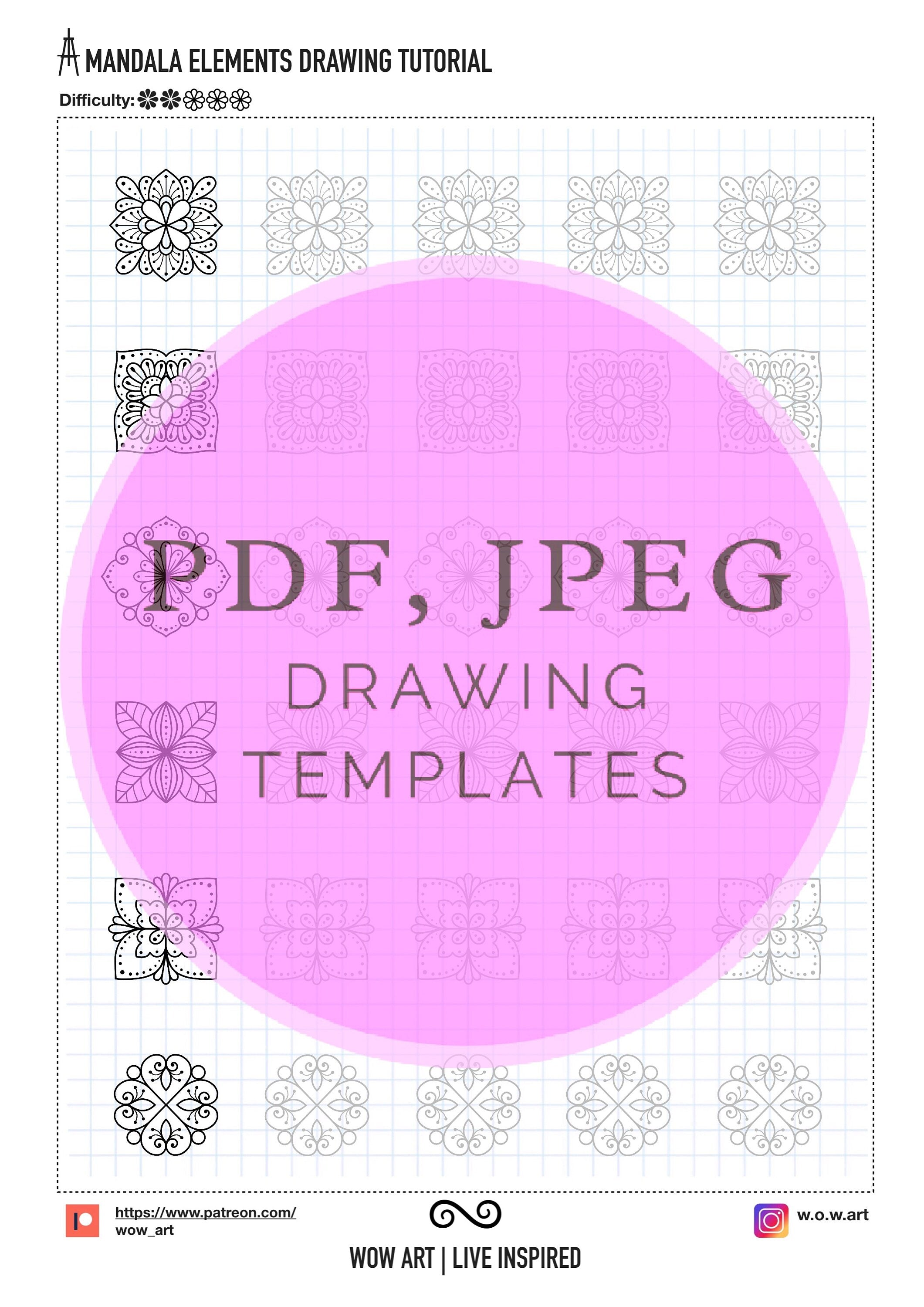 10. Einfache Quadratmuster-Übungsblätter! Pdf/jpeg. Mandala-Kunst, Digitalpapier, Sofort-Downloads, handgemacht, Kunsttherapie, Kalligrafie