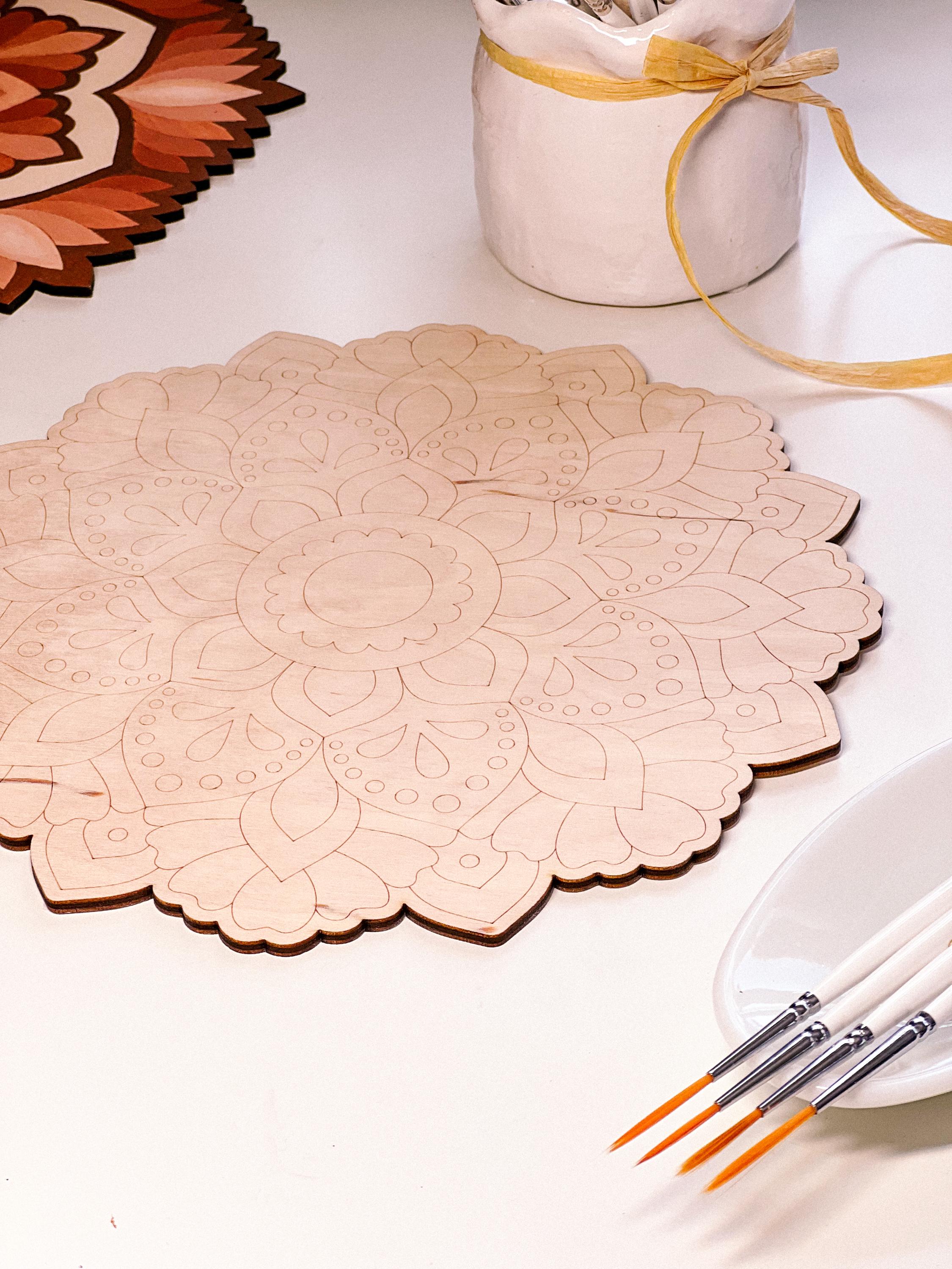 Holzmandala zum Ausmalen, Kunsttherapie, DIY-Basteln, Malen für Erwachsene, Wandkunst, Malerei, Heimdekoration, einfache Zeichnung, Malbretter, Mandala-Kunst