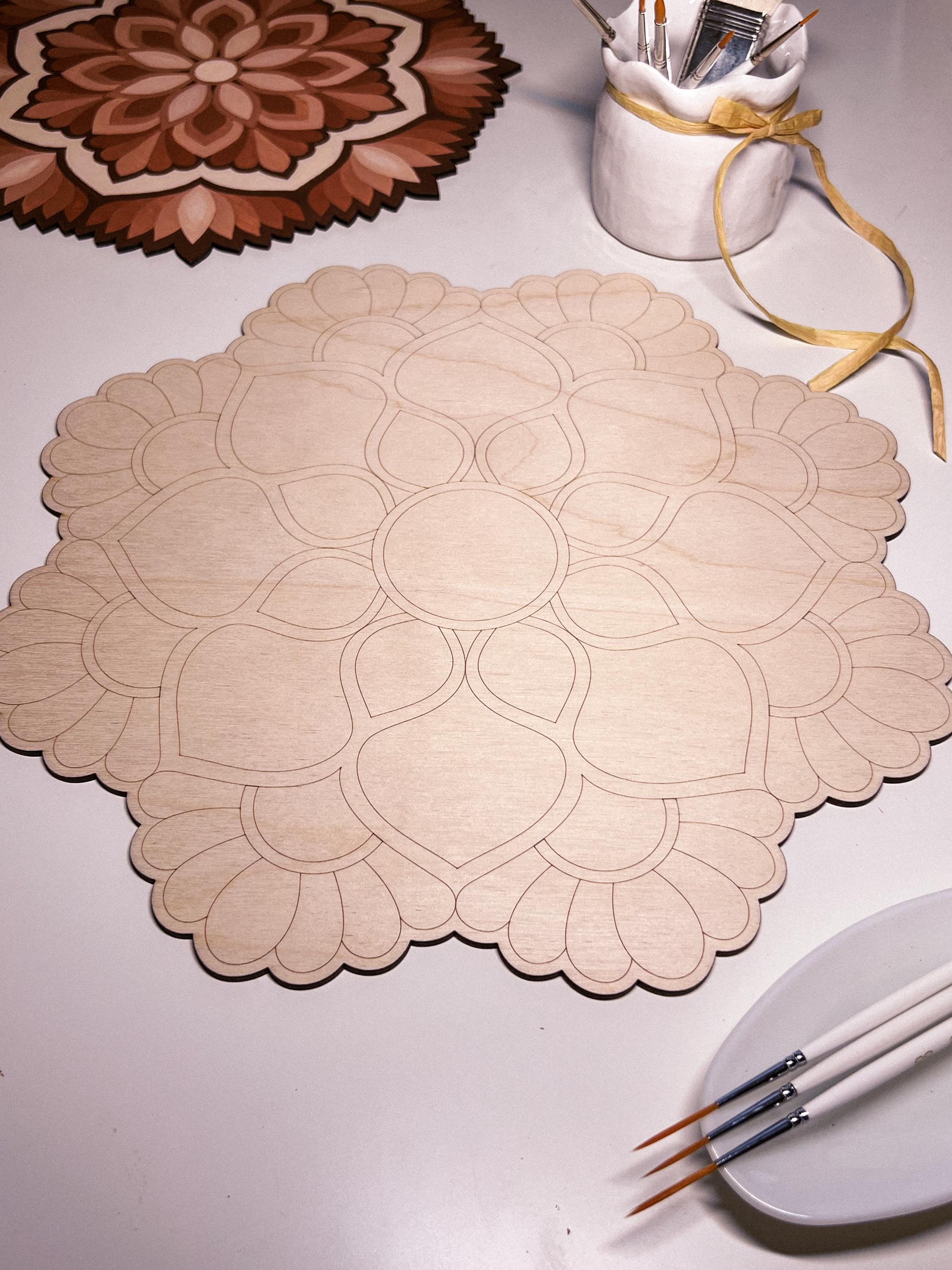 Wooden mandala for coloring, Art therapy, DIY craft, adult coloring, wall art, painting, home decor,easy drawing,coloring boards,mandala art