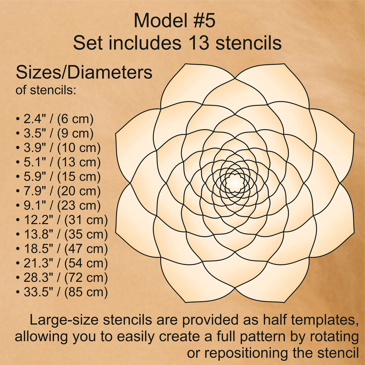Flexibles Mandala-Schablonen-Set für Malerei & 3D-Effekt | Wiederverwendbare Mandala-Vorlagen zum Zeichnen, Boho-Kunstwerkzeug, DIY, Dabbing-Kunst