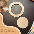 Zeichnungsschablonen, Dot-Art-Werkzeuge, Holzformen, Mandala-Kunstzubehör, Malschablonen, Musterbau, geometrische Figuren, Zeichenset