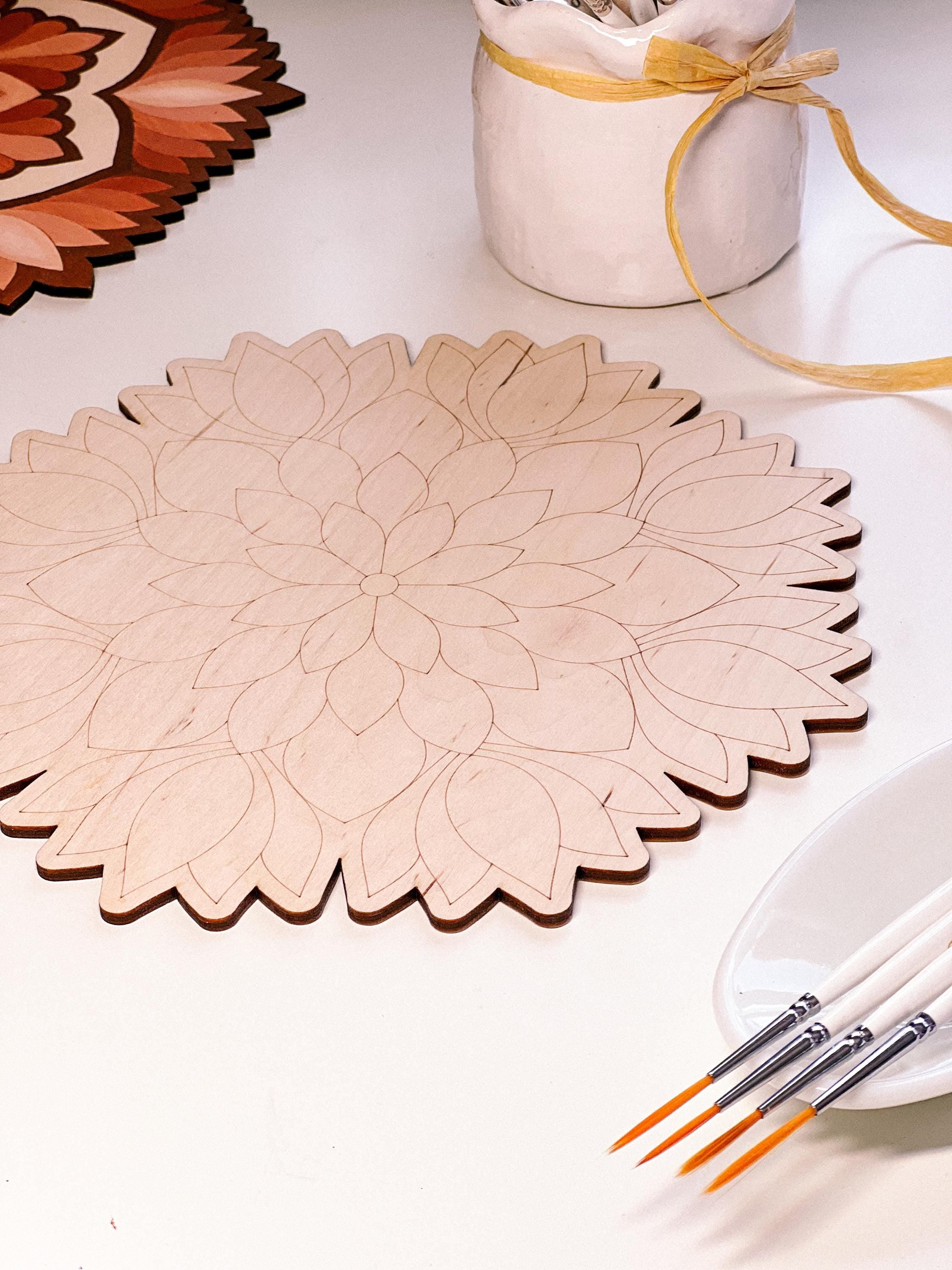 Wooden mandala for coloring, Art therapy, DIY craft, adult coloring, wall art, painting, home decor,easy drawing,coloring boards,mandala art