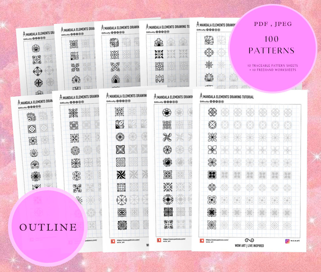19. 2x2 Zellen Muster-Übungsblätter!Pdf,jpeg. Mandala Kunst, DIY, digitales Papier, Sofort-Downloads, Lettering, Kunsttherapie, Kalligrafie