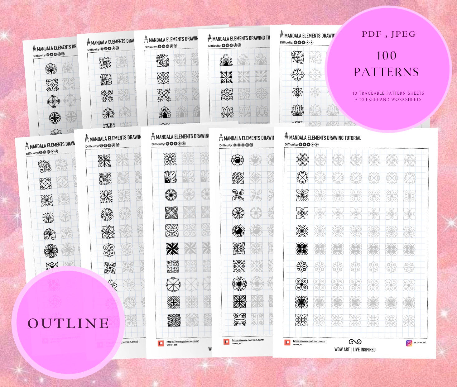 19. 2x2 Zellen Muster-Übungsblätter!Pdf,jpeg. Mandala Kunst, DIY, digitales Papier, Sofort-Downloads, Lettering, Kunsttherapie, Kalligrafie