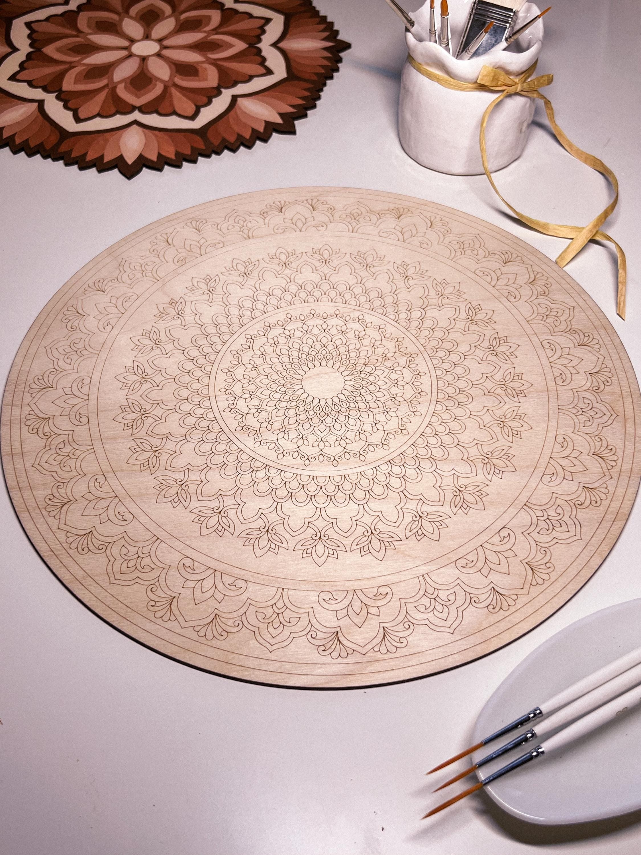 Wooden mandala for coloring, Art therapy, DIY craft, adult coloring, wall art, painting, home decor,easy drawing,coloring boards,mandala art