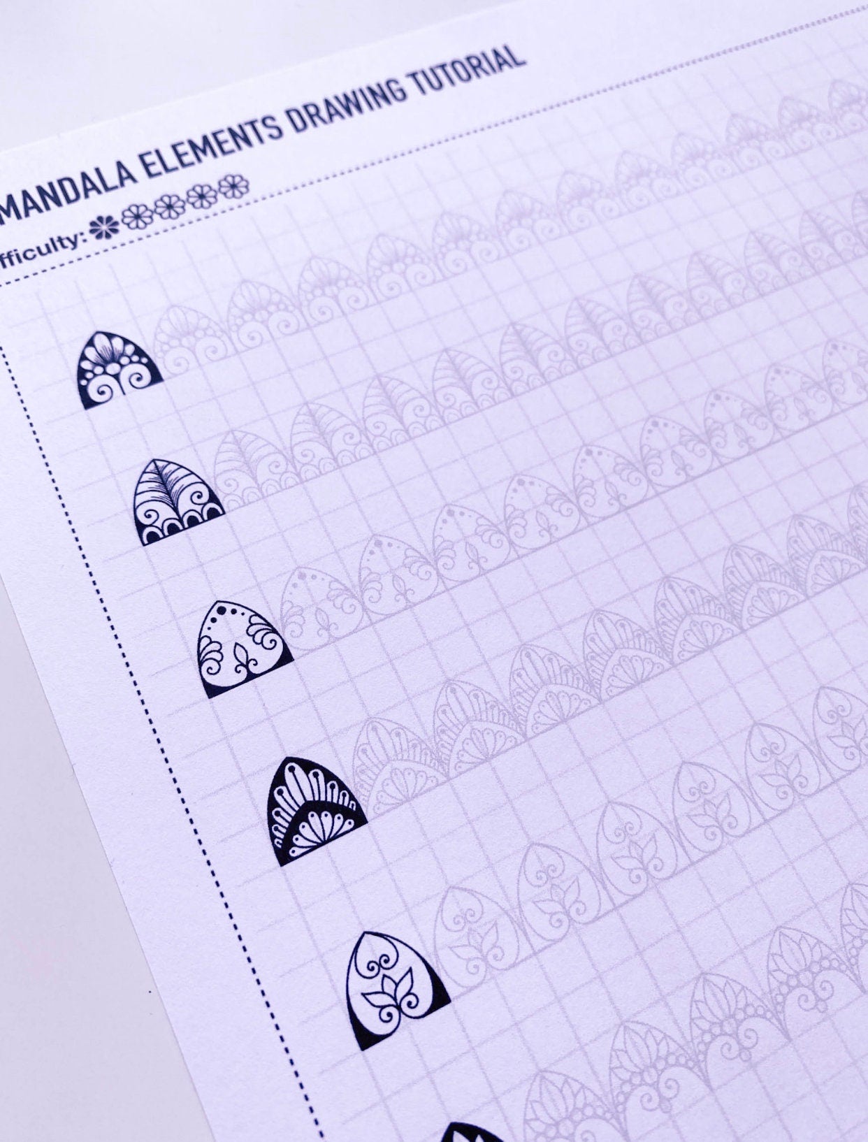 5.Trainingsblätter für grundlegende Muster! Pdf, Jpeg. Mandala-Kunst, Ornamente, digitales Papier, Sofort-Downloads, handgemacht, Kunsttherapie, Kalligrafie