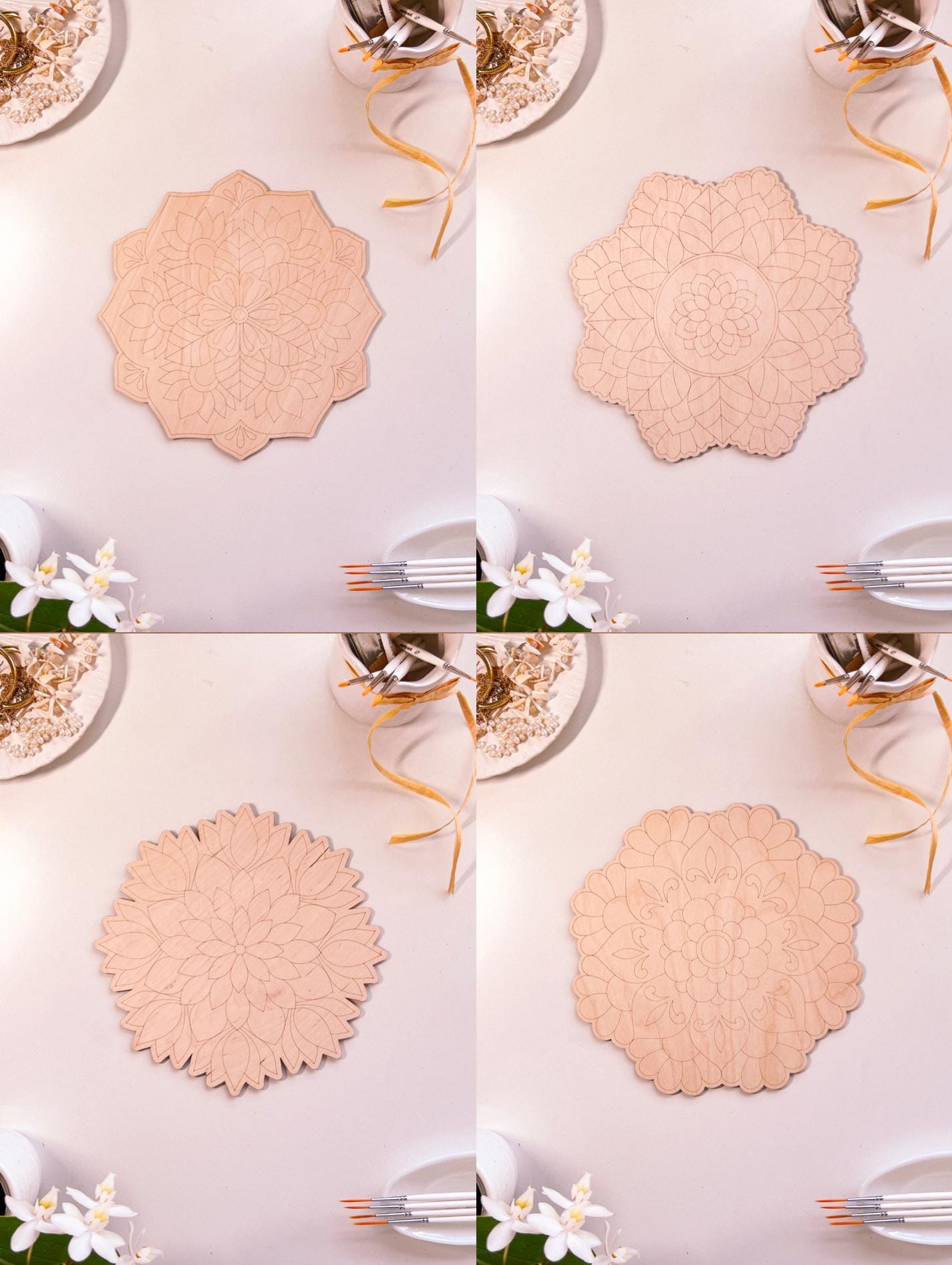 Bundle of all 12 Medium wooden mandalas for coloring, 20cm,Art therapy,DIY craft,adult coloring,wall art,painting,home decor,coloring boards