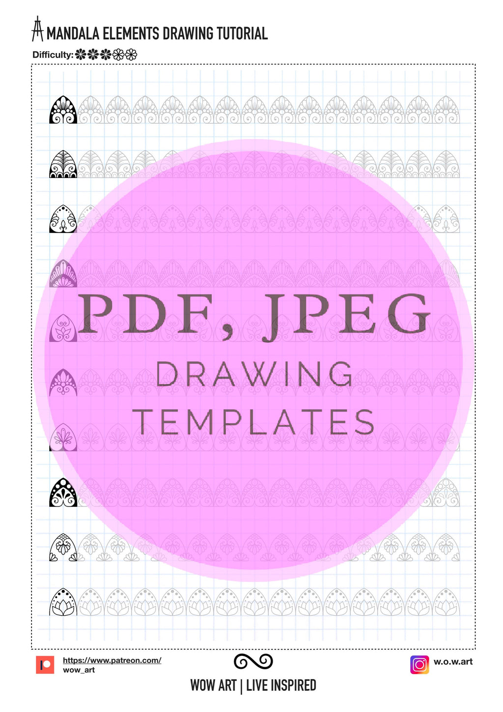 5.Trainingsblätter für grundlegende Muster! Pdf, Jpeg. Mandala-Kunst, Ornamente, digitales Papier, Sofort-Downloads, handgemacht, Kunsttherapie, Kalligrafie