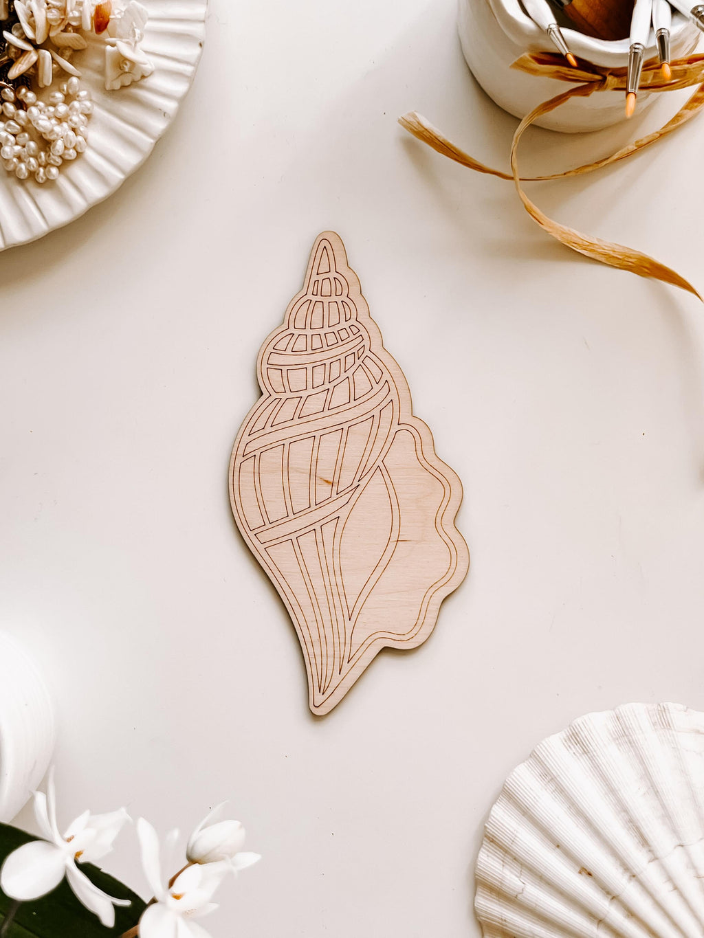 Holzmuschel-Malfarben-Set, DIY-Malfarben-Set, Holzhandwerksformen, Holzspielzeug, Meerestiere, Zeichnung, Wandkunst, Malen für Erwachsene, Kunsttherapie, Boho