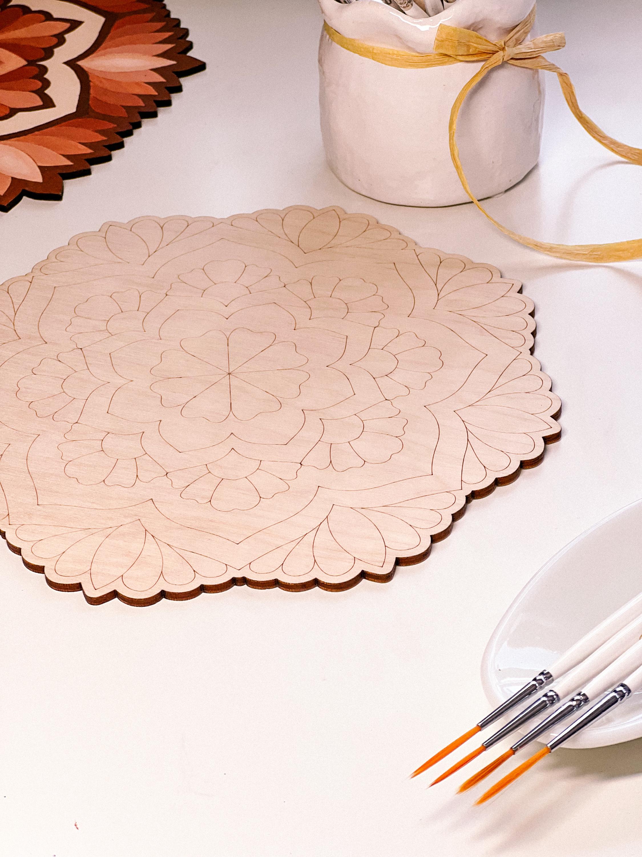 Holzmandala zum Ausmalen, Kunsttherapie, DIY-Basteln, Ausmalen für Erwachsene, Wandkunst, Malerei, Heimdekoration, einfaches Zeichnen, Ausmaltafeln, Mandala-Kunst