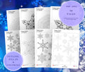 18 Schneeflocken-Mandalas zum Nachzeichnen und Ausmalen, jpeg, pdf. Digitalpapier, sofortiger Download, Malvorlage, Kunsttherapie, Kalligrafie, Scrapbooking