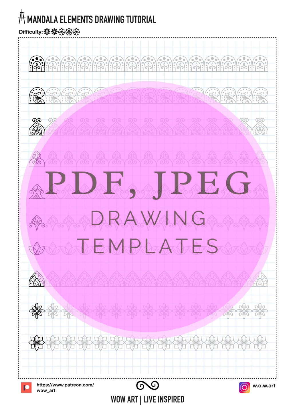 3.Einfache Muster-Übungsblätter Teil 1! Pdf, Jpeg. Mandala-Kunst, Digitalpapier, Sofort-Downloads, handgemacht, Kunsttherapie, Kalligrafie