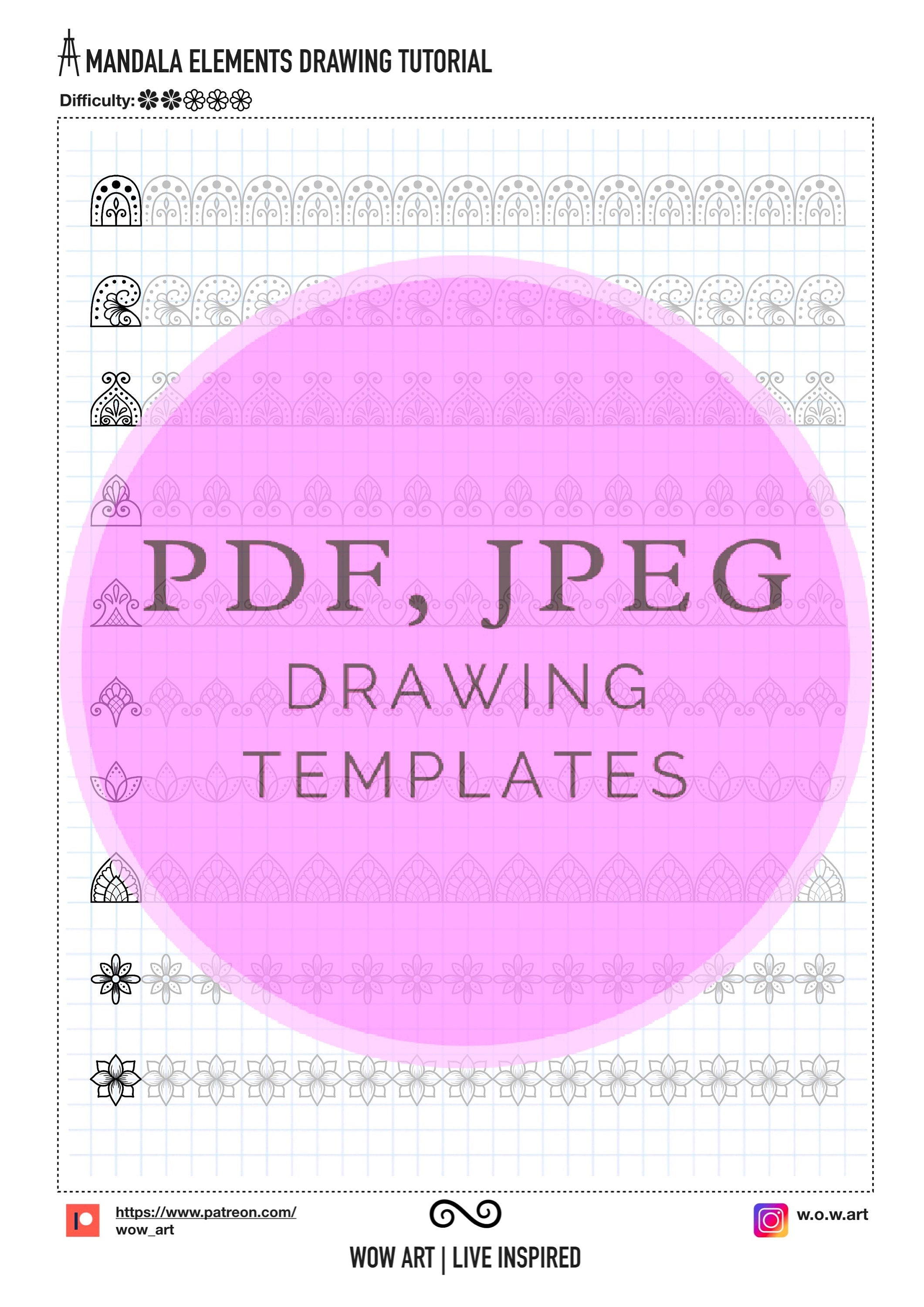 3.Einfache Muster-Übungsblätter Teil 1! Pdf, Jpeg. Mandala-Kunst, Digitalpapier, Sofort-Downloads, handgemacht, Kunsttherapie, Kalligrafie