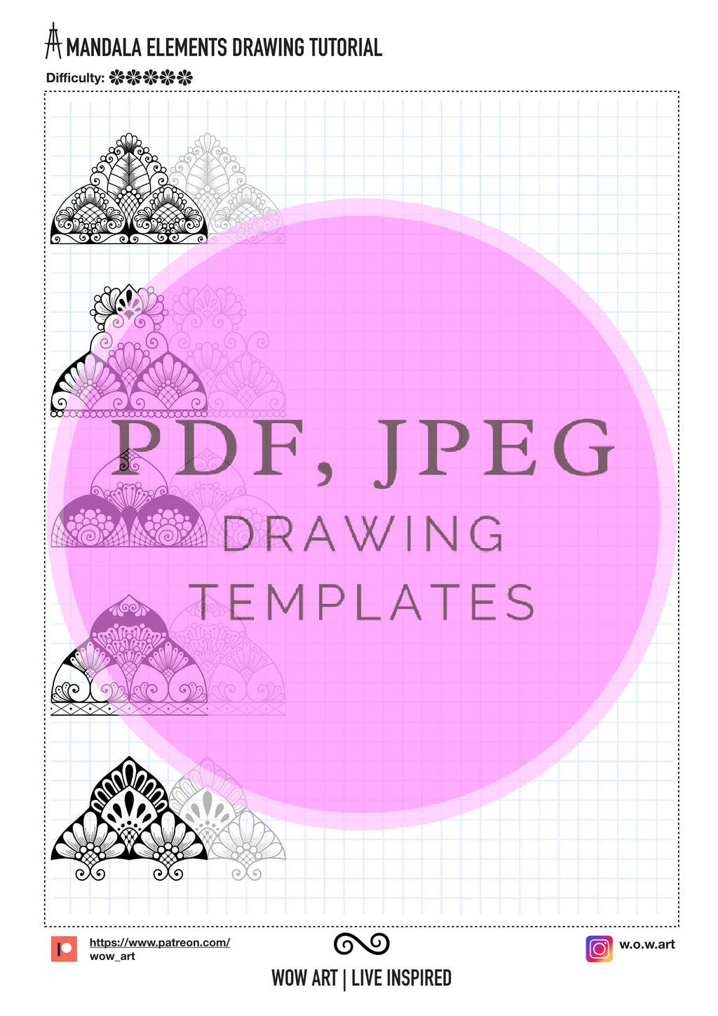 8. Übungsblätter für mehrreihige Muster! Pdf, Jpeg. Mandala-Kunst, Ornamente, digitales Papier, sofortige Downloads, handgemacht, Kunsttherapie, Kalligrafie