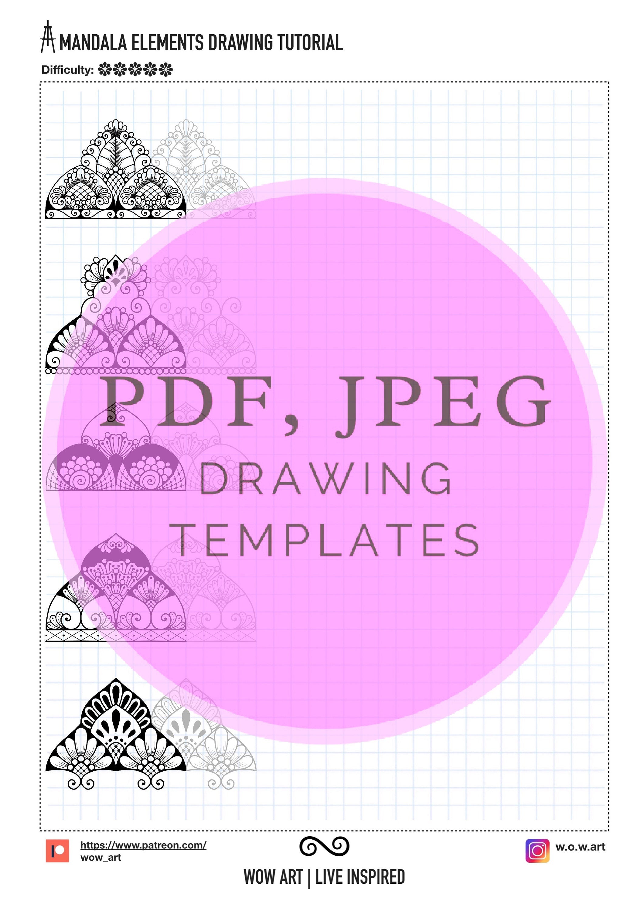 8. Übungsblätter für mehrreihige Muster! Pdf, Jpeg. Mandala-Kunst, Ornamente, digitales Papier, sofortige Downloads, handgemacht, Kunsttherapie, Kalligrafie