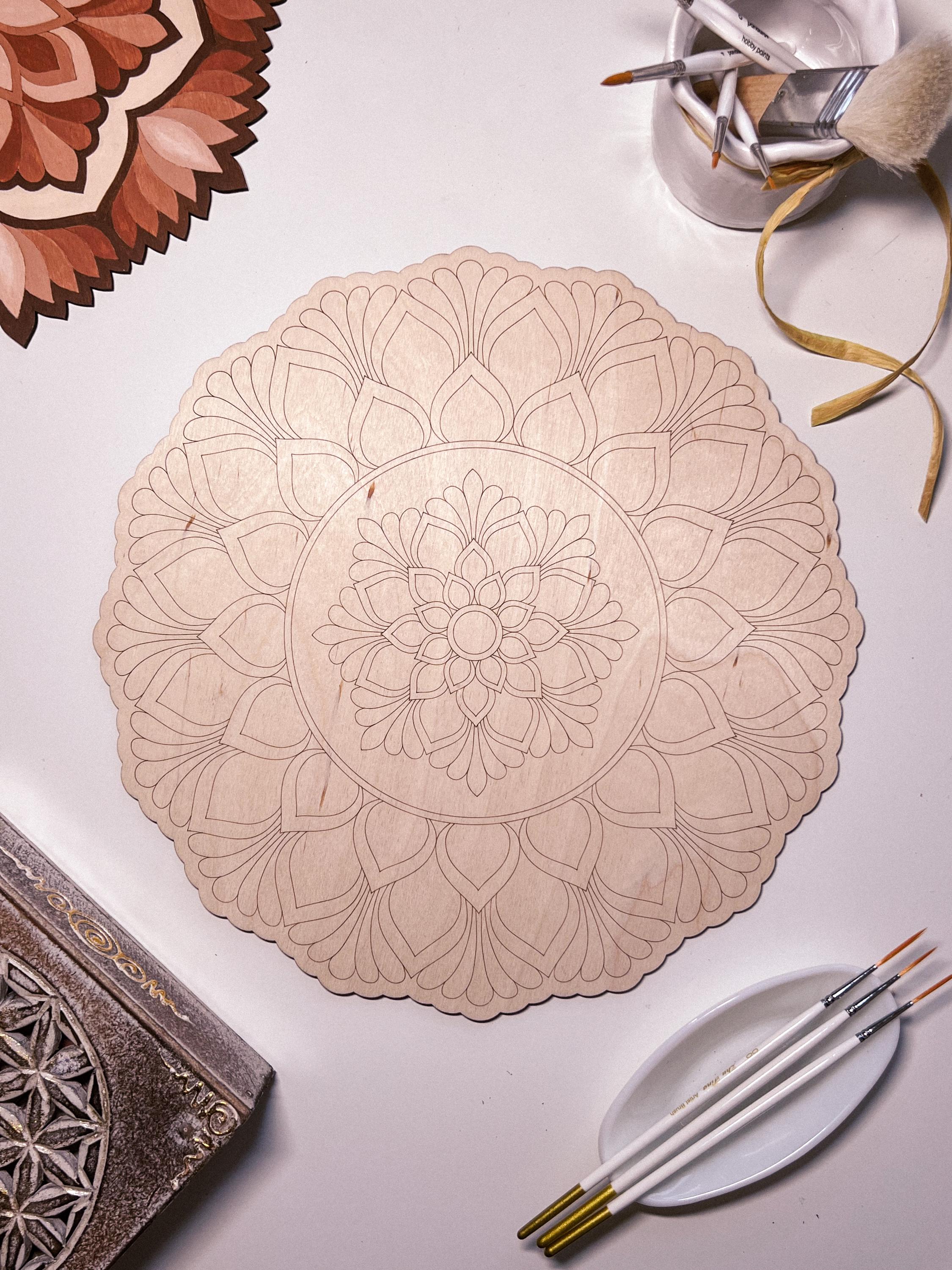 Holz-Mandala zum Ausmalen, Kunsttherapie, DIY-Basteln, Ausmalen für Erwachsene, Wandkunst, Malerei, Heimdekoration, einfaches Zeichnen, Malvorlagen, Mandala-Kunst