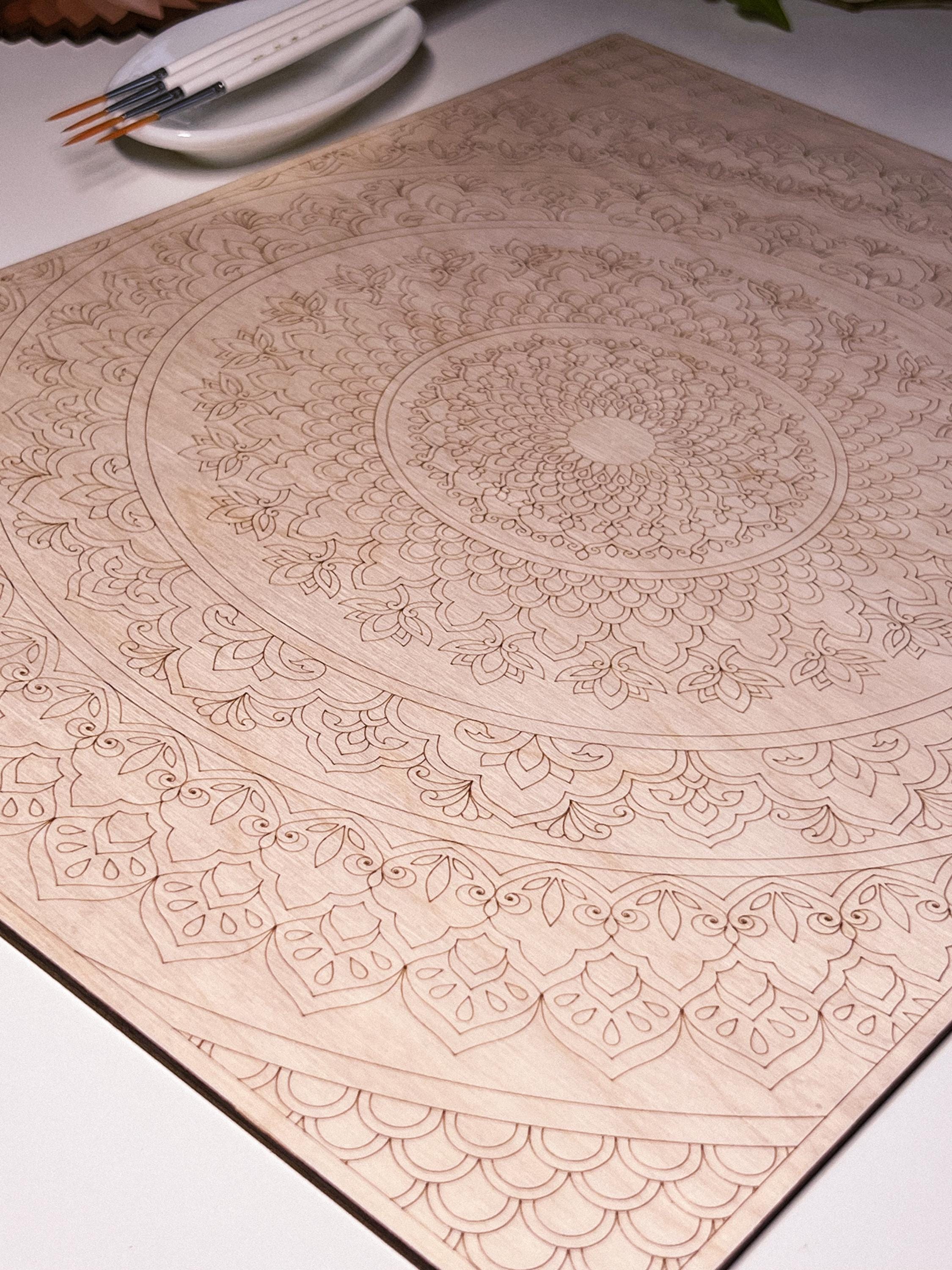 Wooden mandala for coloring, Art therapy, DIY craft, adult coloring, wall art, painting, home decor,easy drawing,coloring boards,mandala art