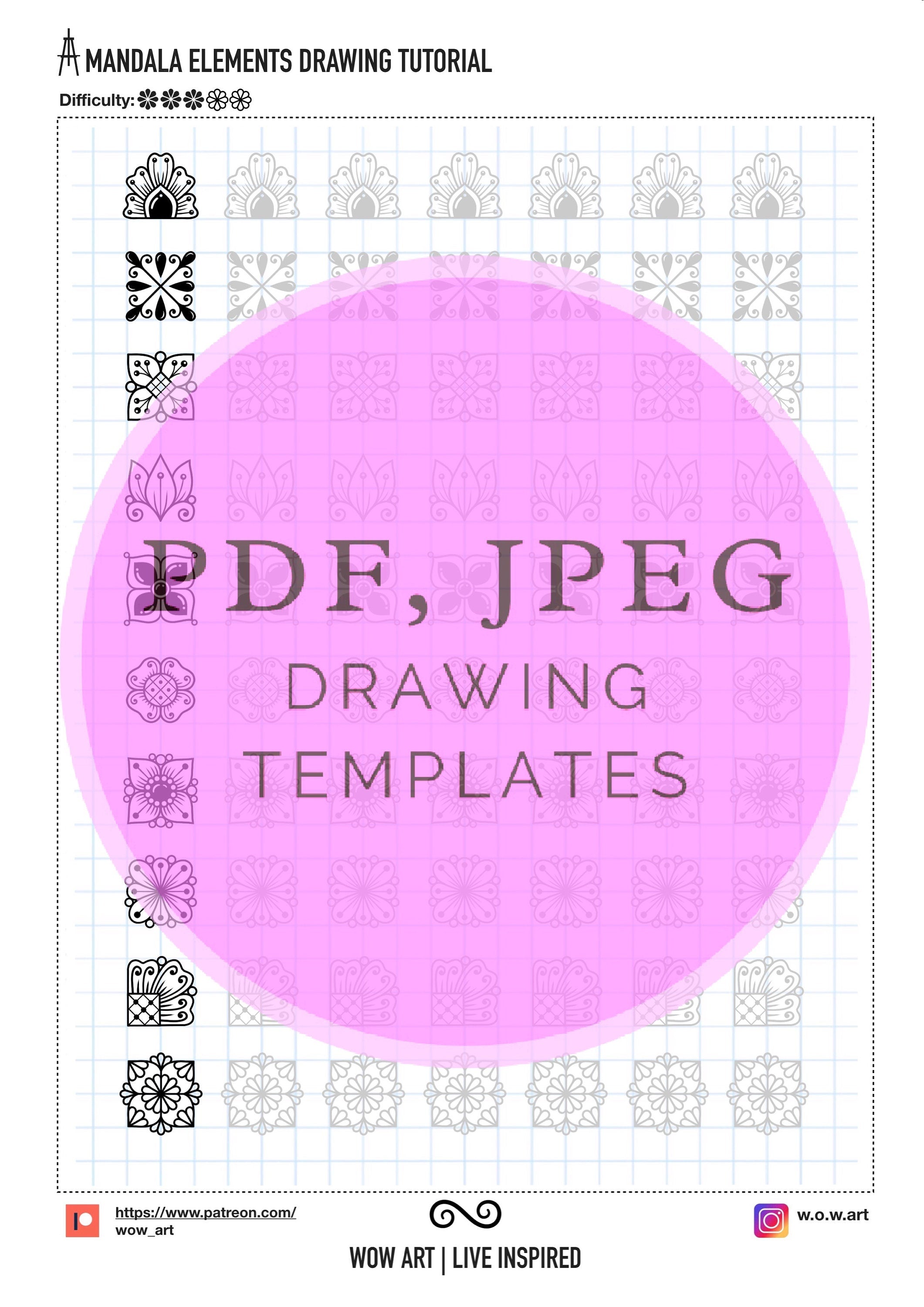 19. 2x2 Zellen Muster-Übungsblätter!Pdf,jpeg. Mandala Kunst, DIY, digitales Papier, Sofort-Downloads, Lettering, Kunsttherapie, Kalligrafie