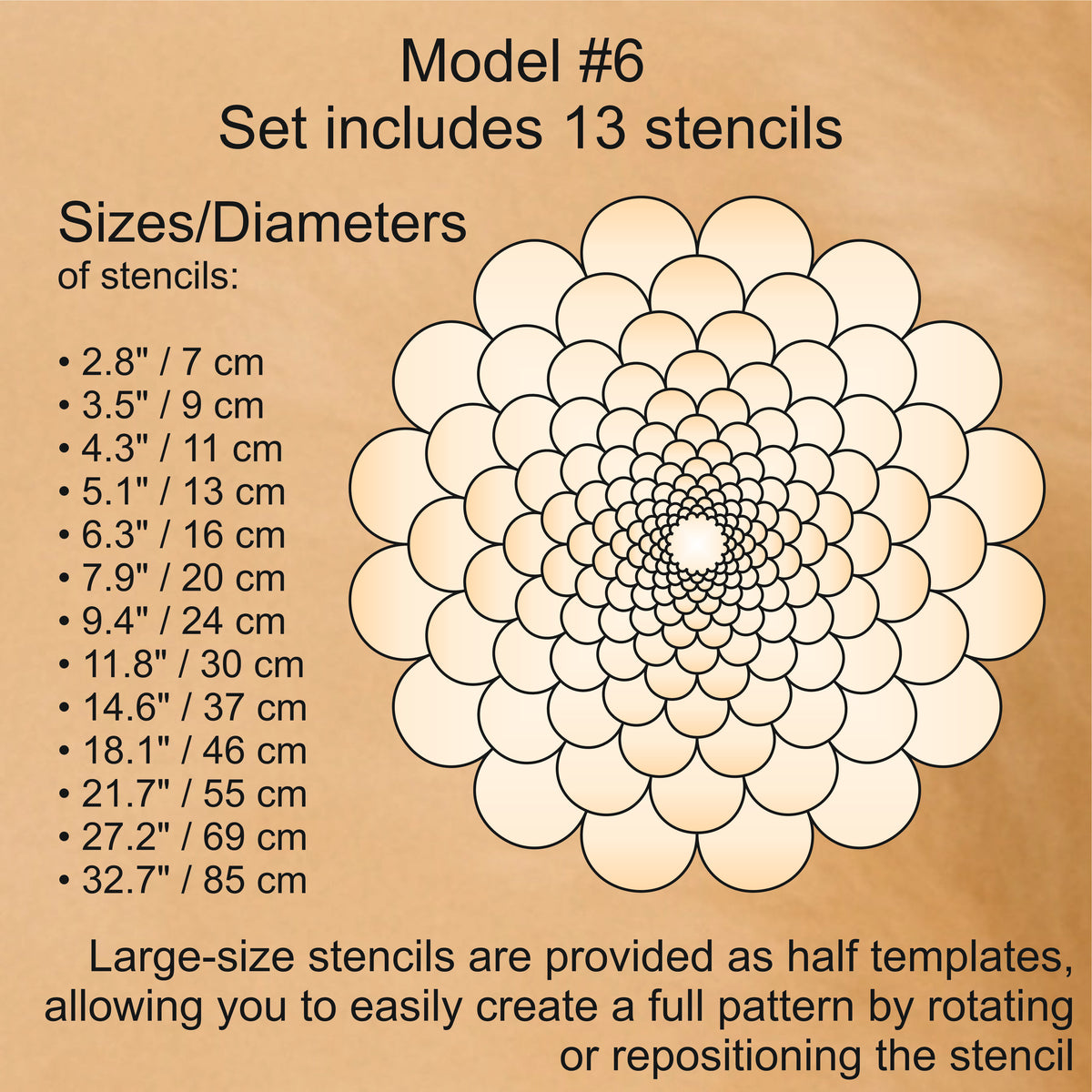 Flexibles Mandala-Schablonen-Set für Malerei & 3D-Effekt | Wiederverwendbare Mandala-Vorlagen zum Zeichnen, Boho-Kunstwerkzeug, DIY, Dabbing-Kunst