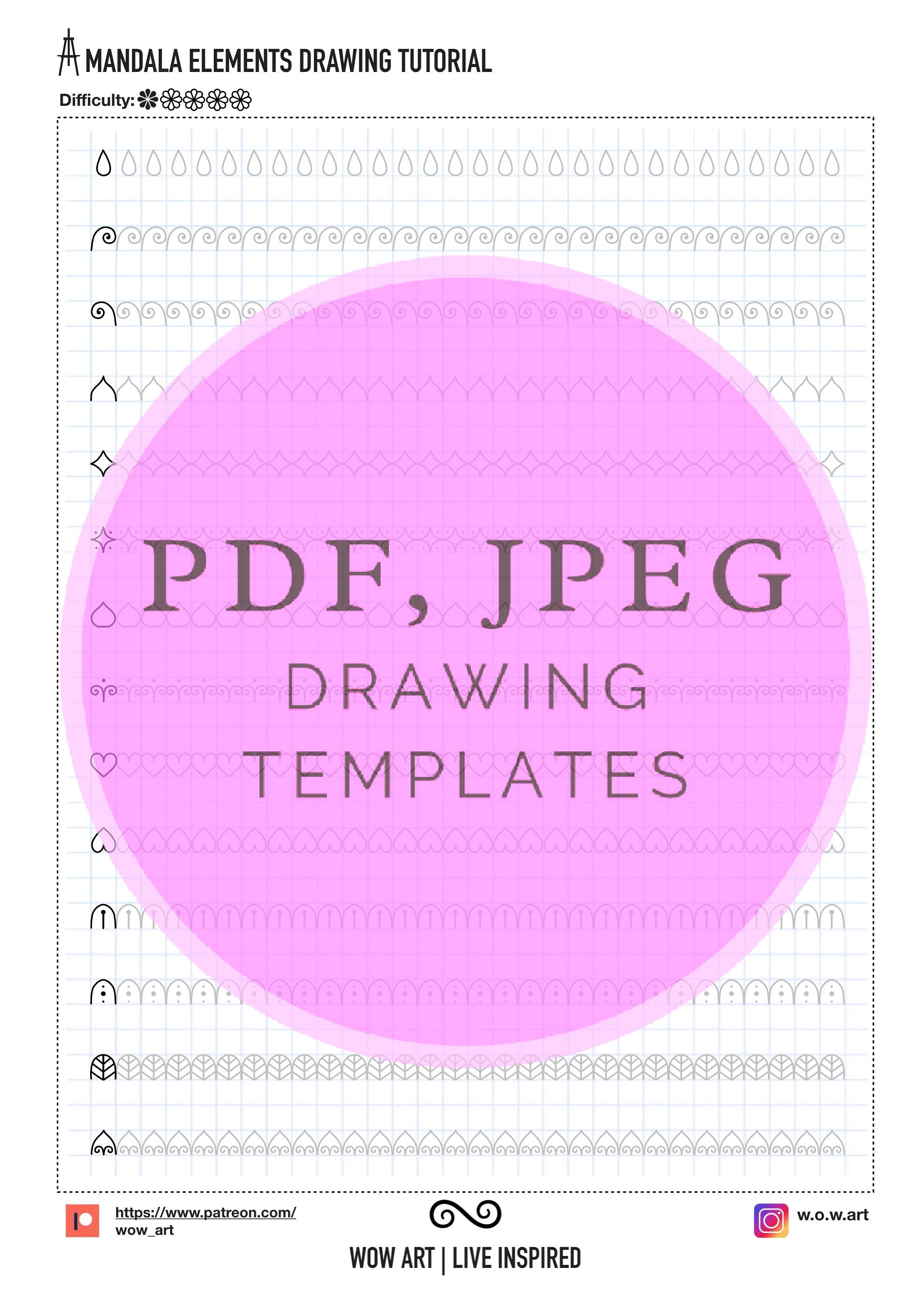 1.Einfachste Muster-Übungsblätter für Anfänger! Pdf,jpeg.Mandala Kunst, digitales Papier, sofortige Downloads, handgemacht, Kunsttherapie, Kalligrafie