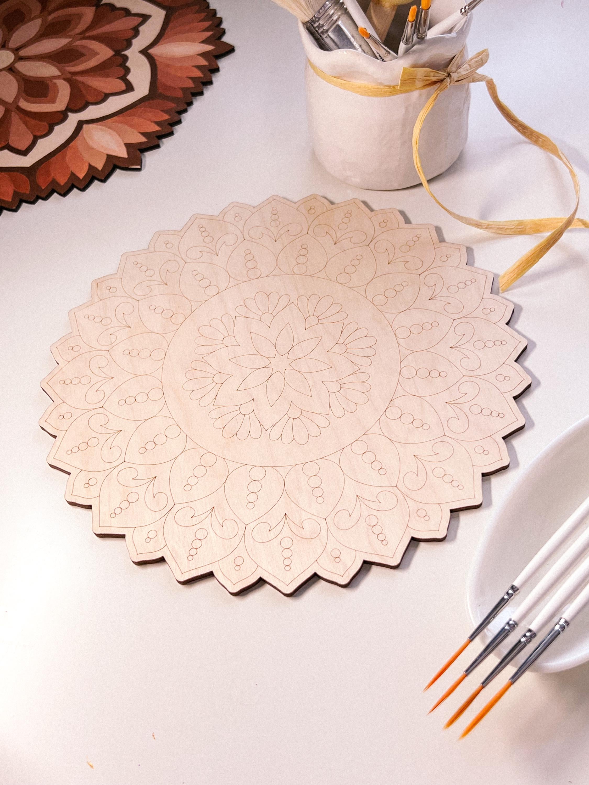 Wooden mandala for coloring, Art therapy, DIY craft, adult coloring, wall art, painting, home decor,easy drawing,coloring boards,mandala art