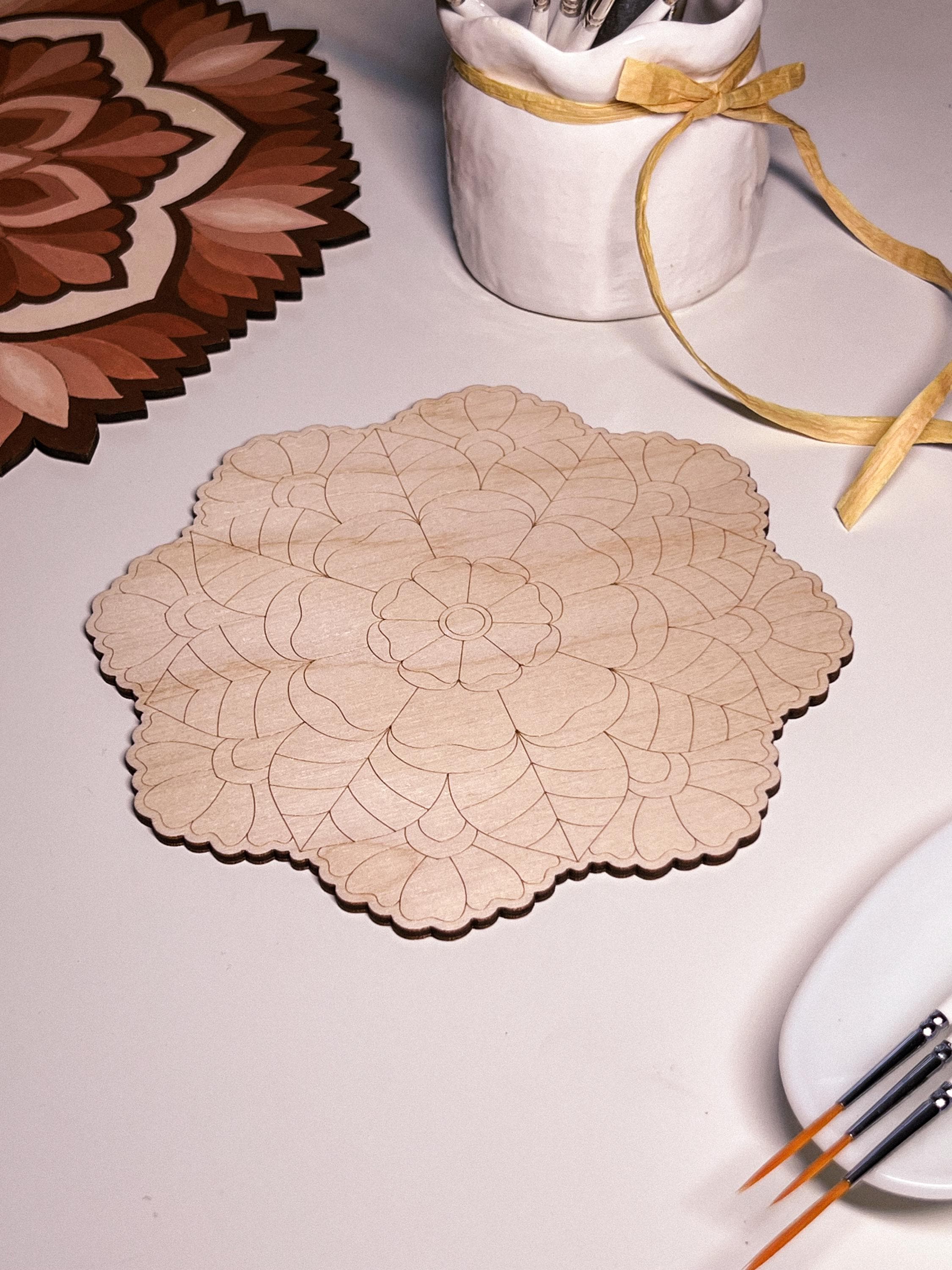 Wooden mandala for coloring, Art therapy, DIY craft, adult coloring, wall art, painting, home decor,easy drawing,coloring boards,mandala art