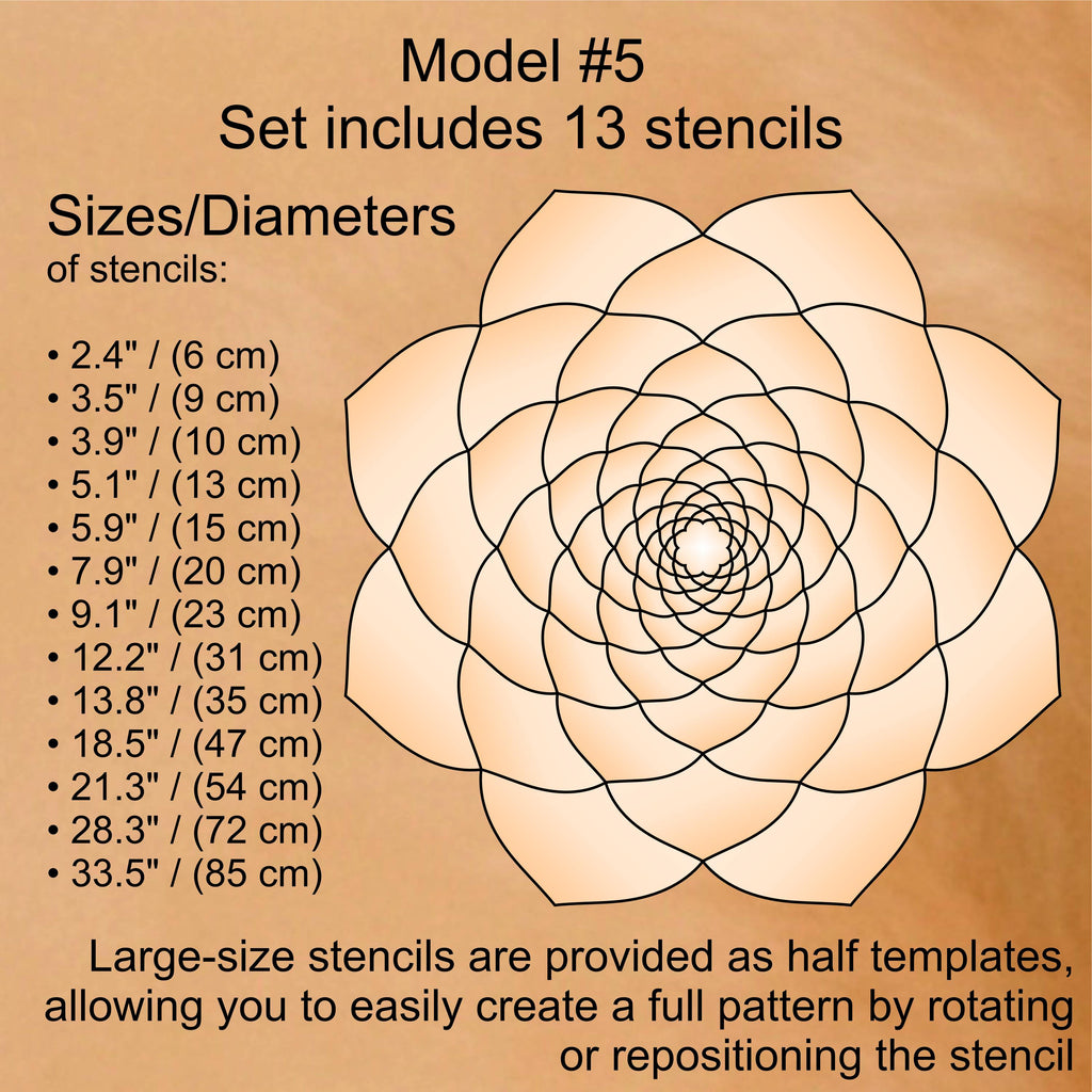Flexibles Mandala-Schablonen-Set für Malerei & 3D-Effekt | Wiederverwendbare Mandala-Vorlagen zum Zeichnen, Boho-Kunstwerkzeug, DIY, Dabbing-Kunst