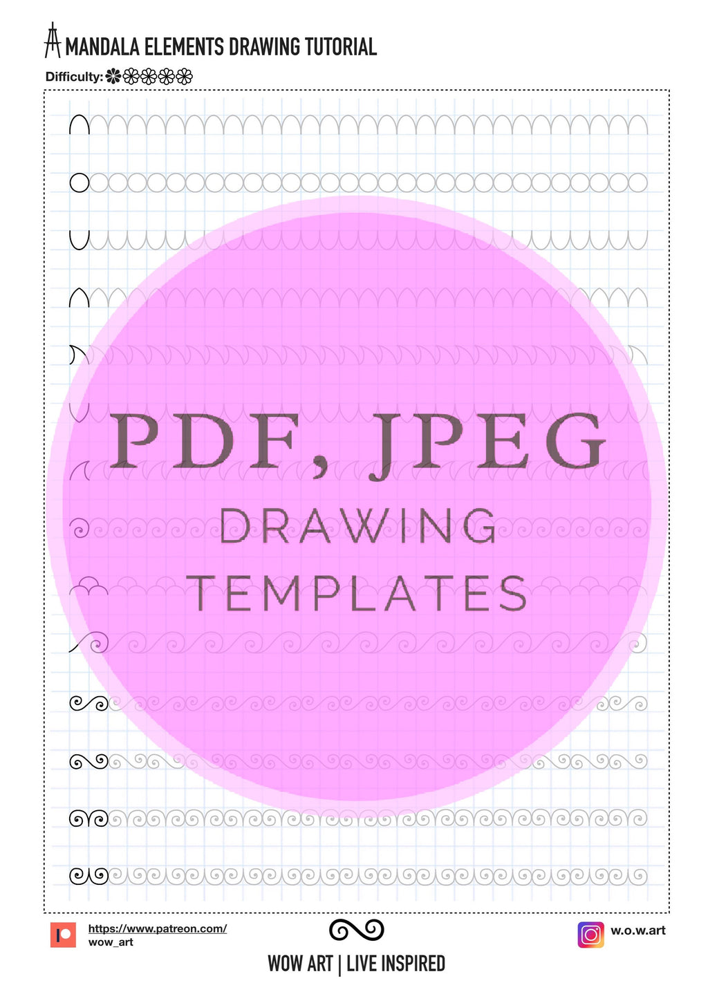1.Einfachste Muster-Übungsblätter für Anfänger! Pdf,jpeg.Mandala Kunst, digitales Papier, sofortige Downloads, handgemacht, Kunsttherapie, Kalligrafie
