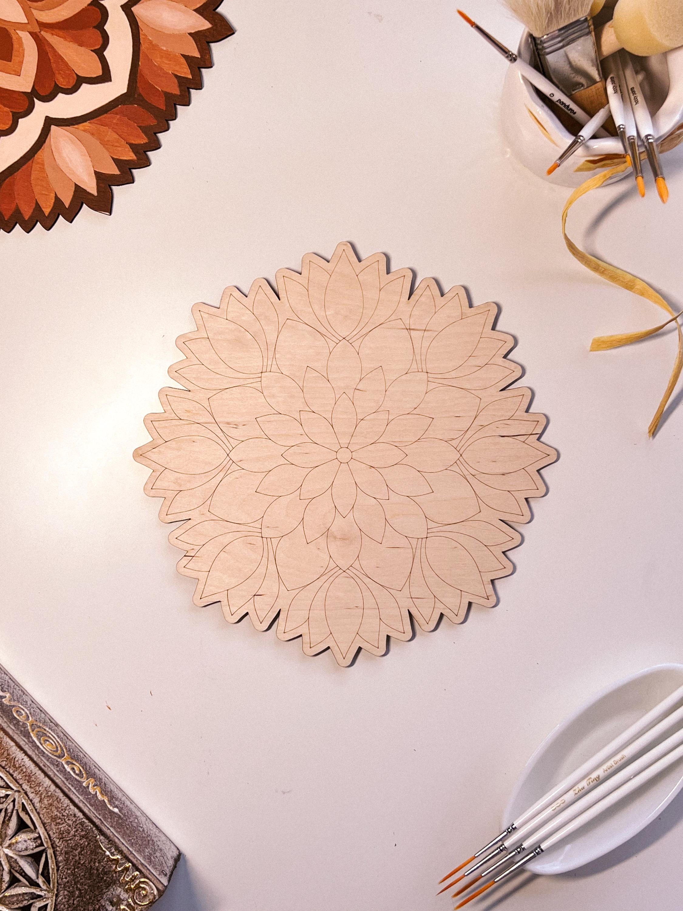 Wooden mandala for coloring, Art therapy, DIY craft, adult coloring, wall art, painting, home decor,easy drawing,coloring boards,mandala art