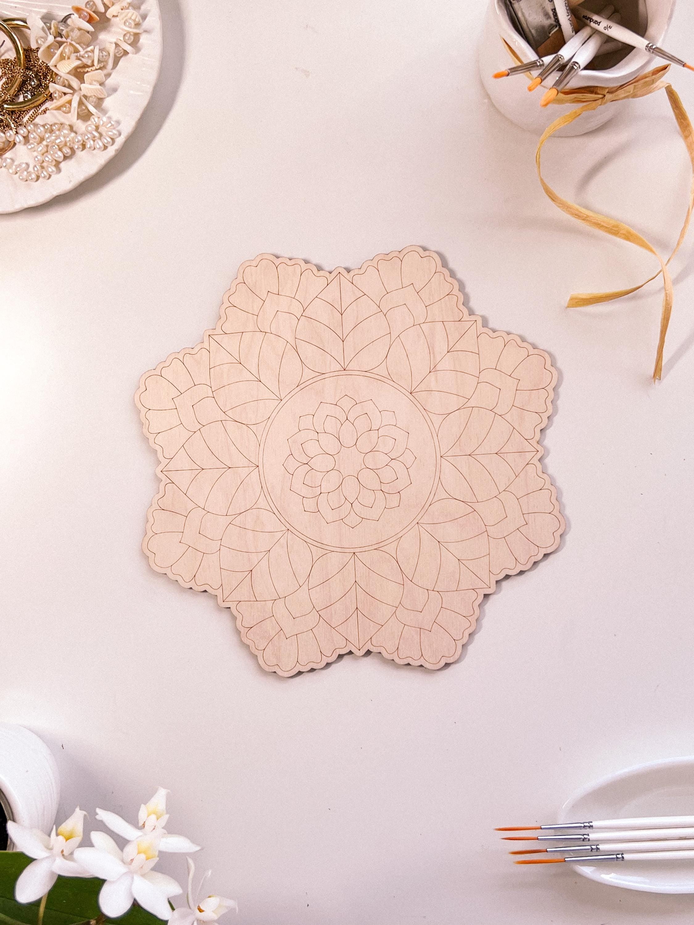 Wooden mandala for coloring, Art therapy, DIY craft, adult coloring, wall art, painting, home decor,easy drawing,coloring boards,mandala art