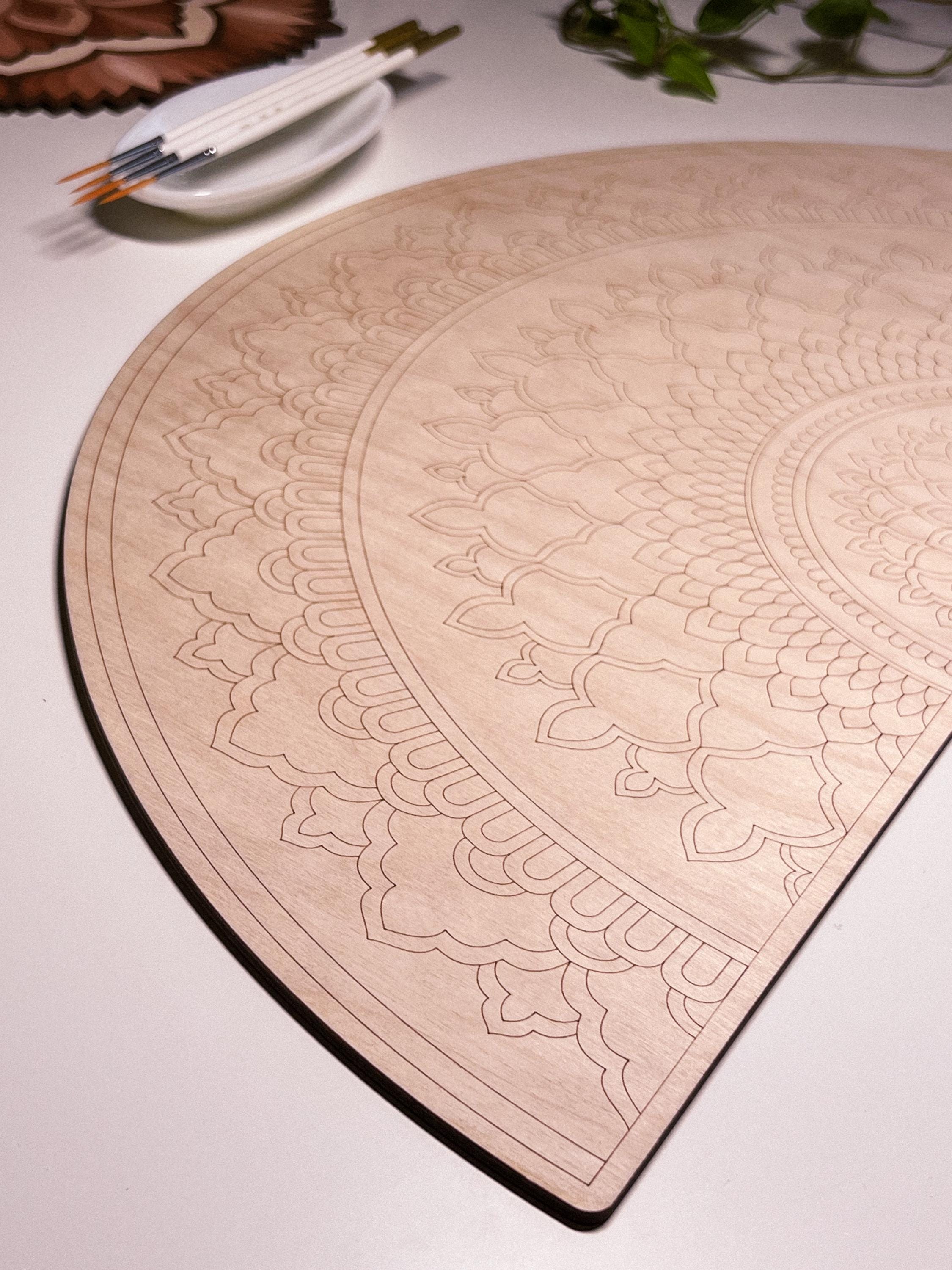 Mandala aus Holz zum Ausmalen, Kunsttherapie, Bastelset, Ausmalen für Erwachsene, Wandkunst, Malerei, Wohndekoration, einfache Zeichnung, Maltafeln, Mandala-Kunst