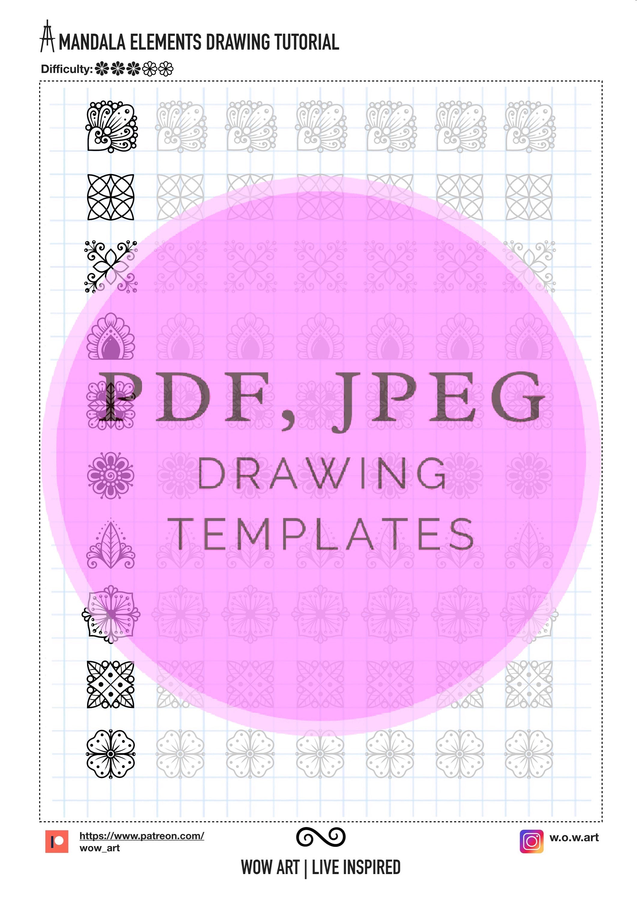 19. 2x2 Zellen Muster-Übungsblätter!Pdf,jpeg. Mandala Kunst, DIY, digitales Papier, Sofort-Downloads, Lettering, Kunsttherapie, Kalligrafie