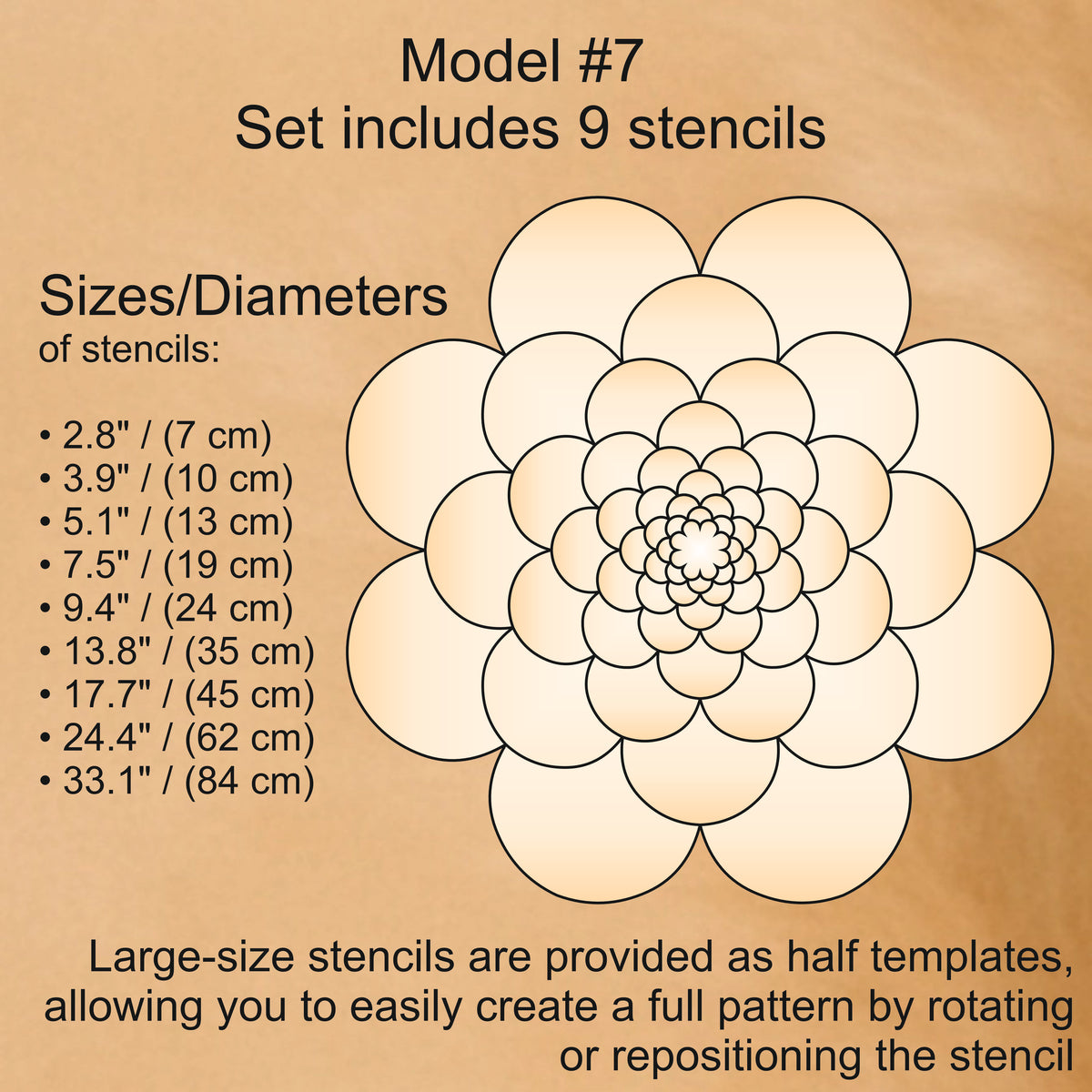 Flexibles Mandala-Schablonen-Set für Malerei & 3D-Effekt | Wiederverwendbare Mandala-Vorlagen zum Zeichnen, Boho-Kunstwerkzeug, DIY, Dabbing-Kunst