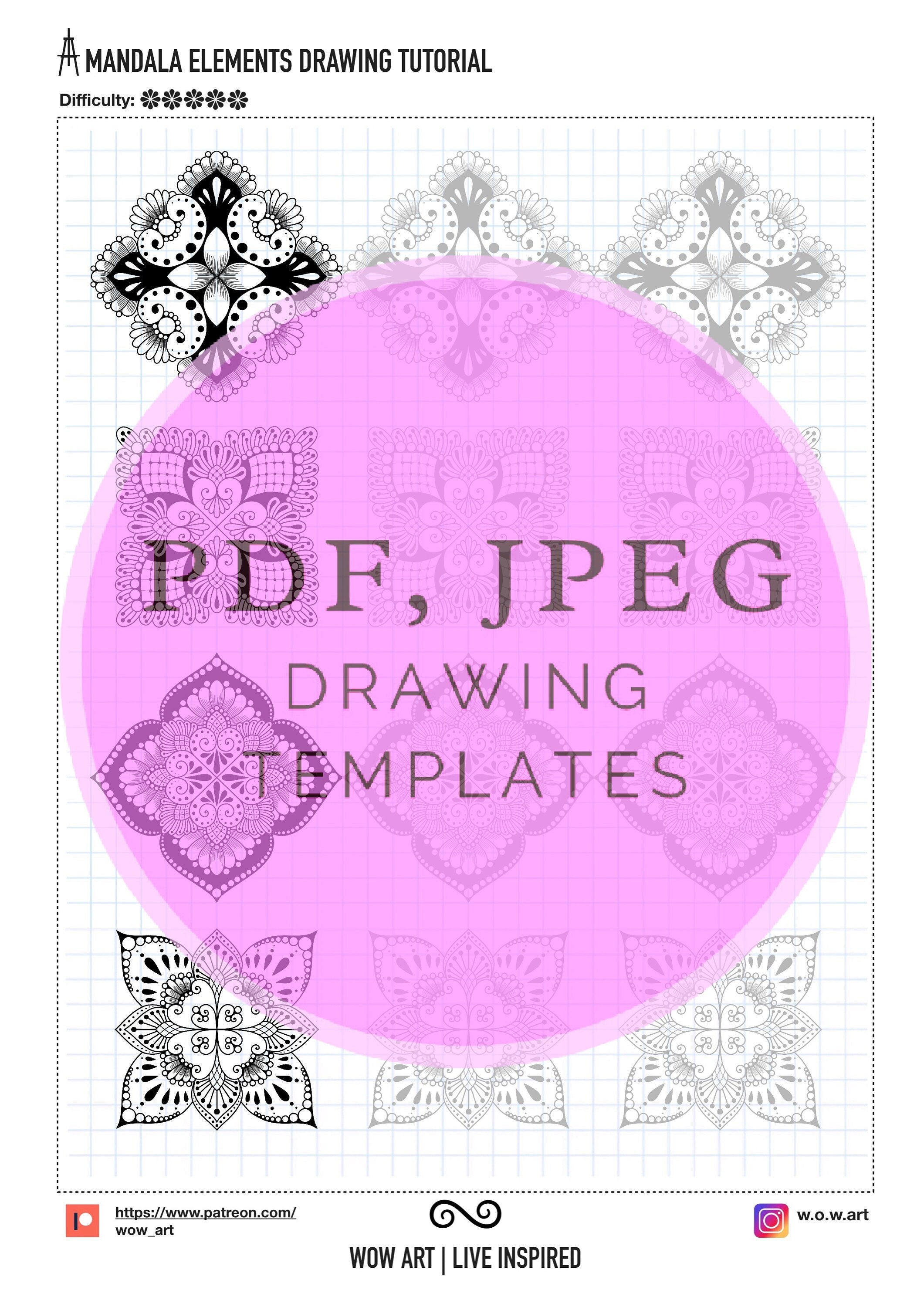 11.Fortgeschrittene Quadratmuster-Trainingsblätter! Pdf, jpeg. Mandala-Kunst, Digitalpapier, Sofort-Downloads, handgemacht, Kunsttherapie, Kalligrafie