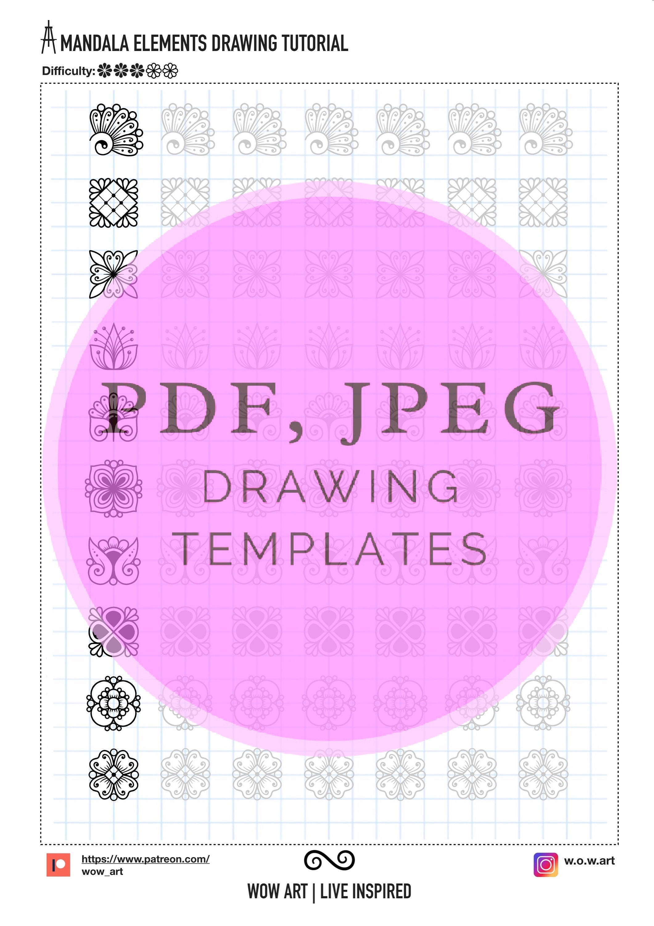 19. 2x2 Zellen Muster-Übungsblätter!Pdf,jpeg. Mandala Kunst, DIY, digitales Papier, Sofort-Downloads, Lettering, Kunsttherapie, Kalligrafie