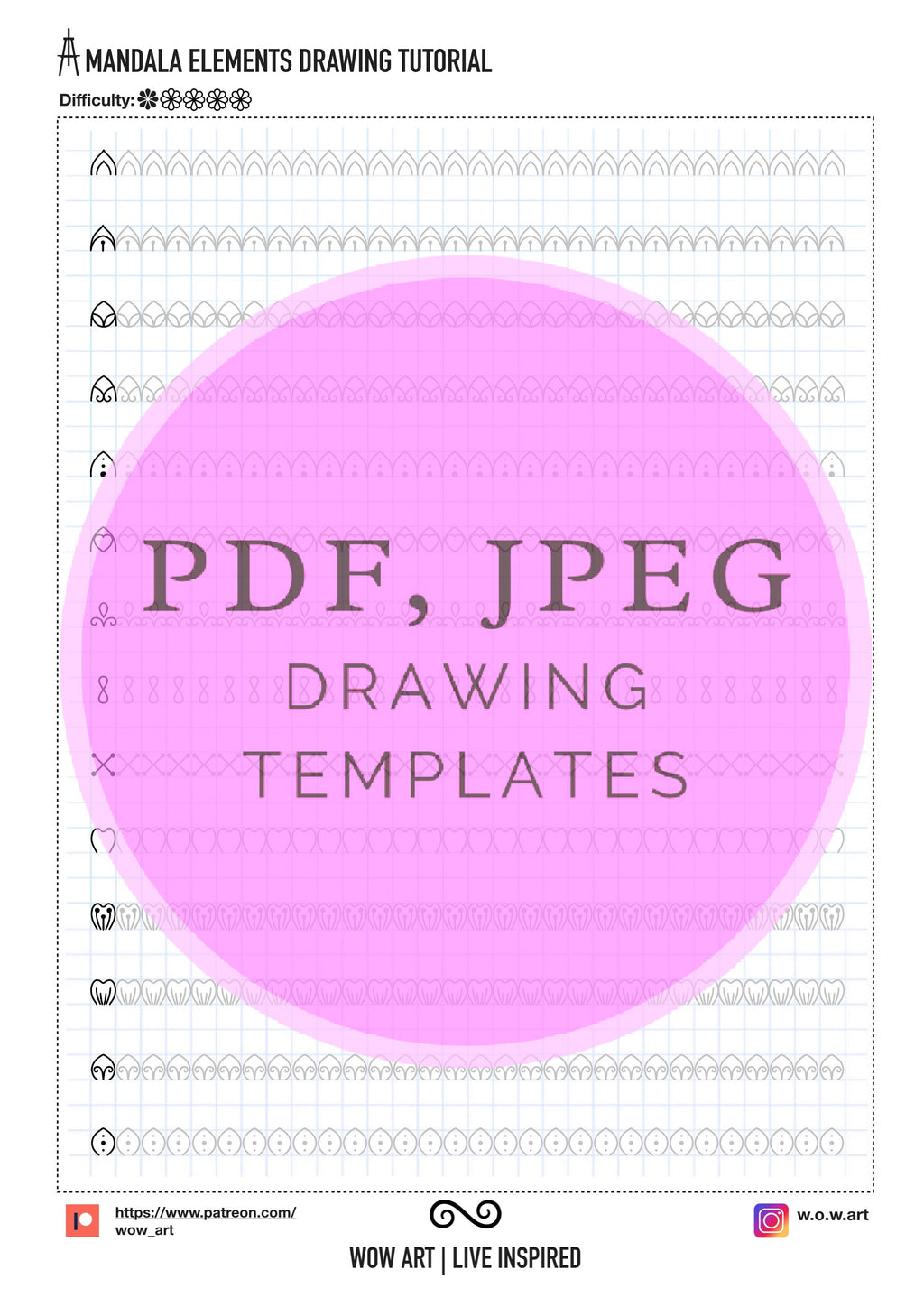 1.Einfachste Muster-Übungsblätter für Anfänger! Pdf,jpeg.Mandala Kunst, digitales Papier, sofortige Downloads, handgemacht, Kunsttherapie, Kalligrafie