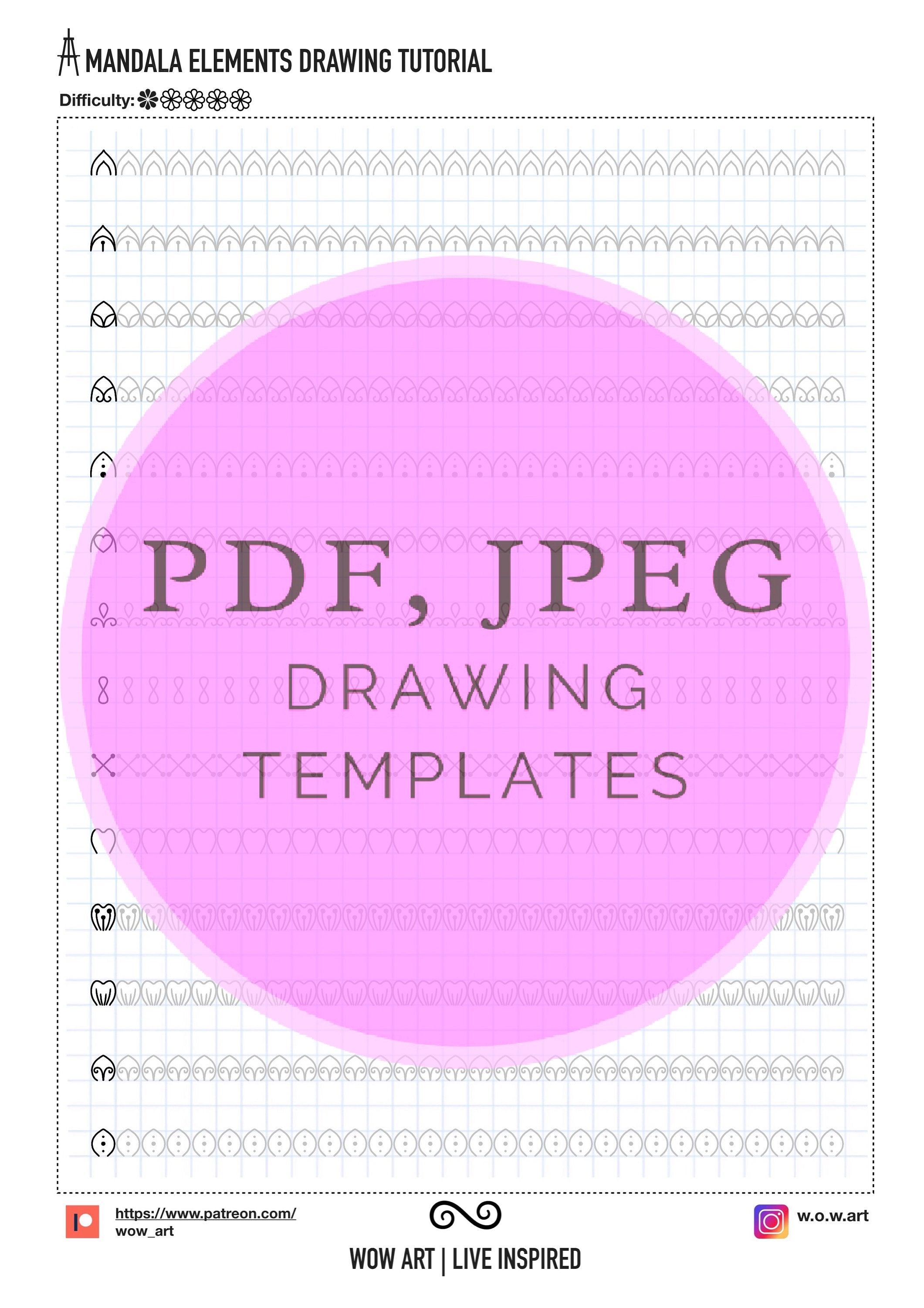 1.Einfachste Muster-Übungsblätter für Anfänger! Pdf,jpeg.Mandala Kunst, digitales Papier, sofortige Downloads, handgemacht, Kunsttherapie, Kalligrafie