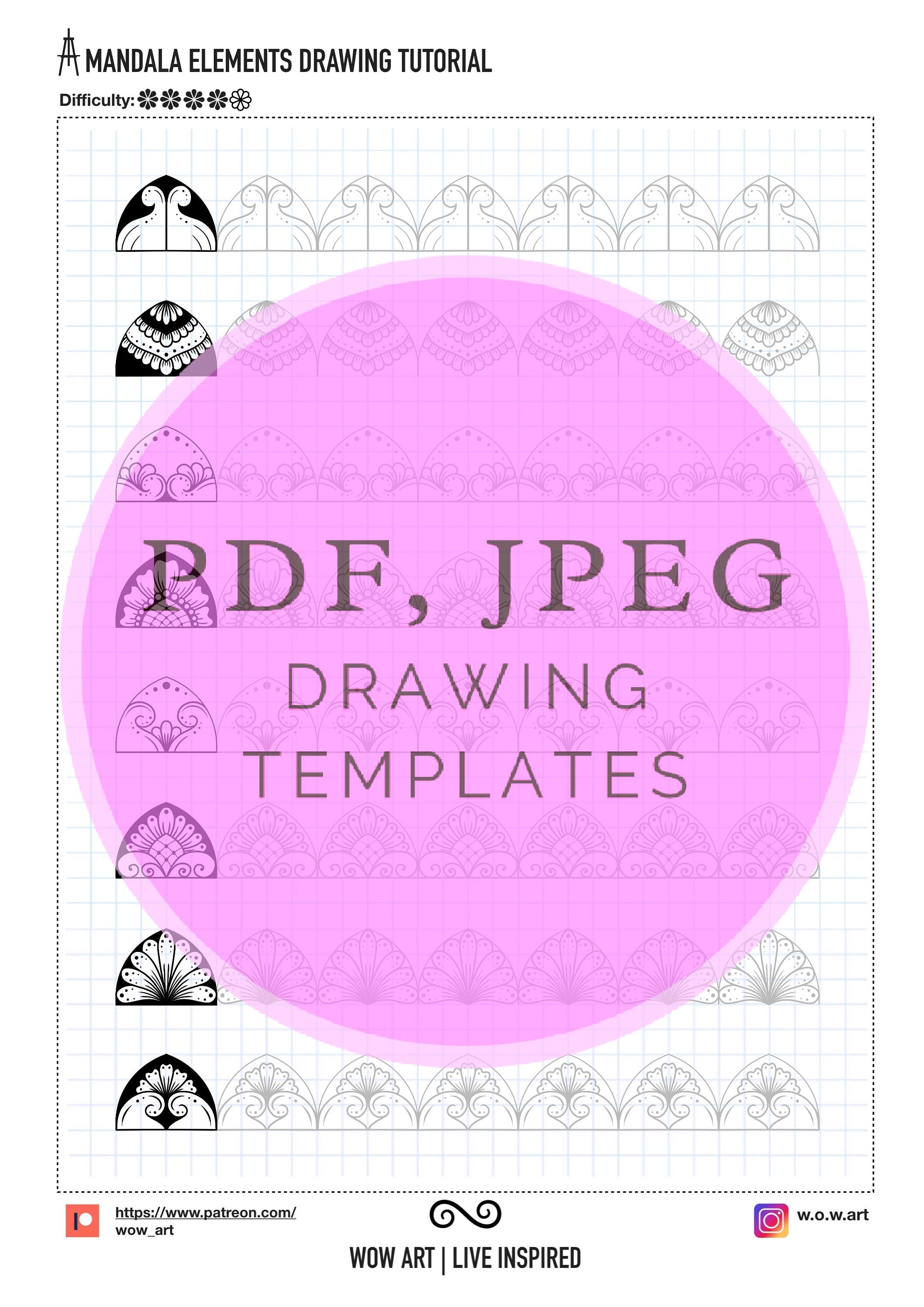 6. Fortgeschrittene Muster Trainingsblätter! Pdf, jpeg. Mandala-Kunst, Ornamente, digitales Papier, sofortige Downloads, handgemacht, Kunsttherapie, Kalligraphie