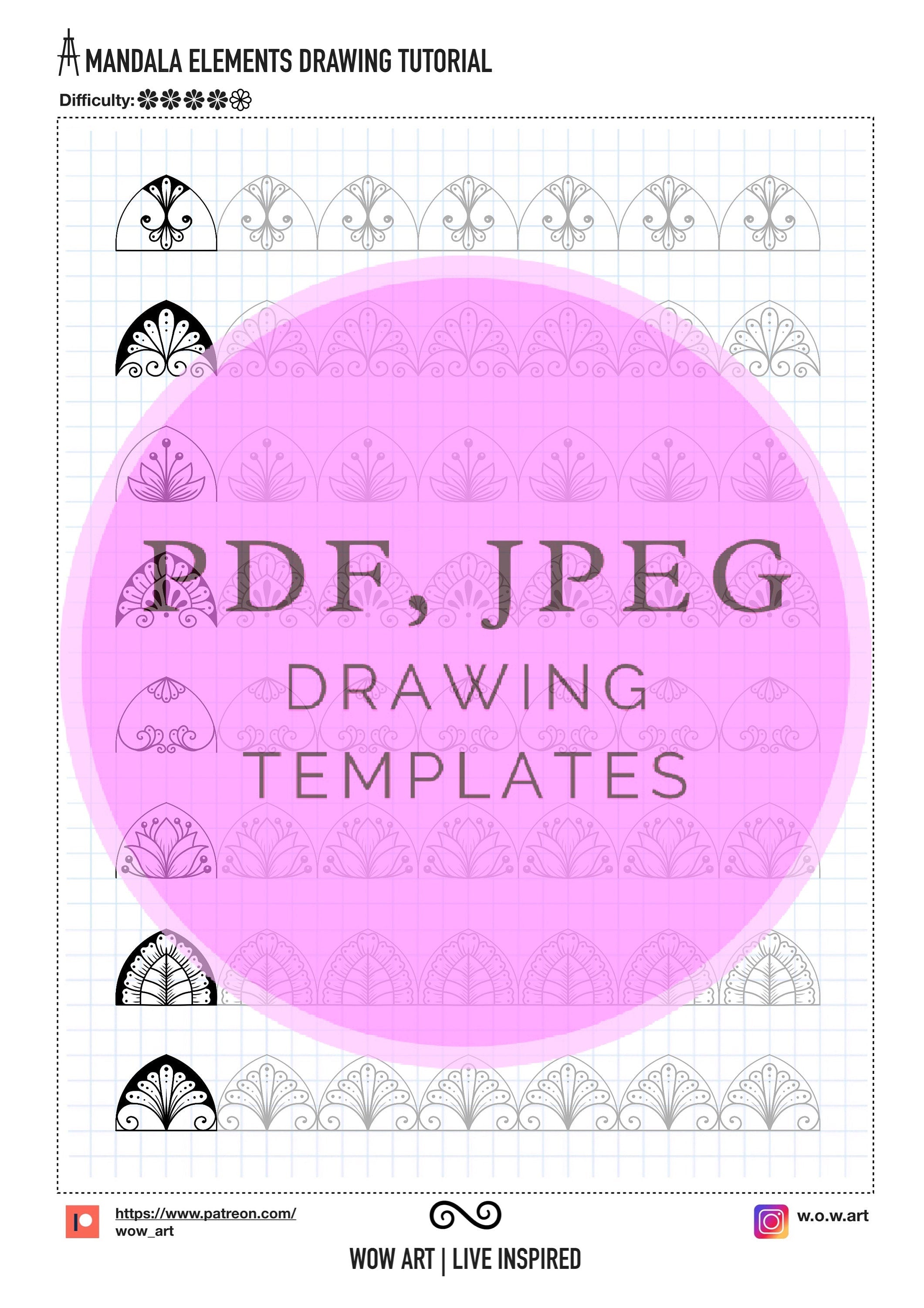 6. Fortgeschrittene Muster Trainingsblätter! Pdf, jpeg. Mandala-Kunst, Ornamente, digitales Papier, sofortige Downloads, handgemacht, Kunsttherapie, Kalligraphie