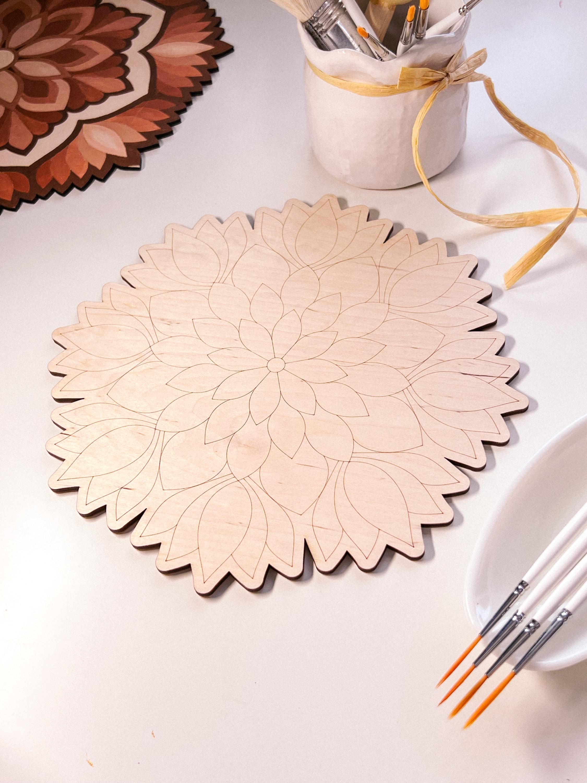 Wooden mandala for coloring, Art therapy, DIY craft, adult coloring, wall art, painting, home decor,easy drawing,coloring boards,mandala art