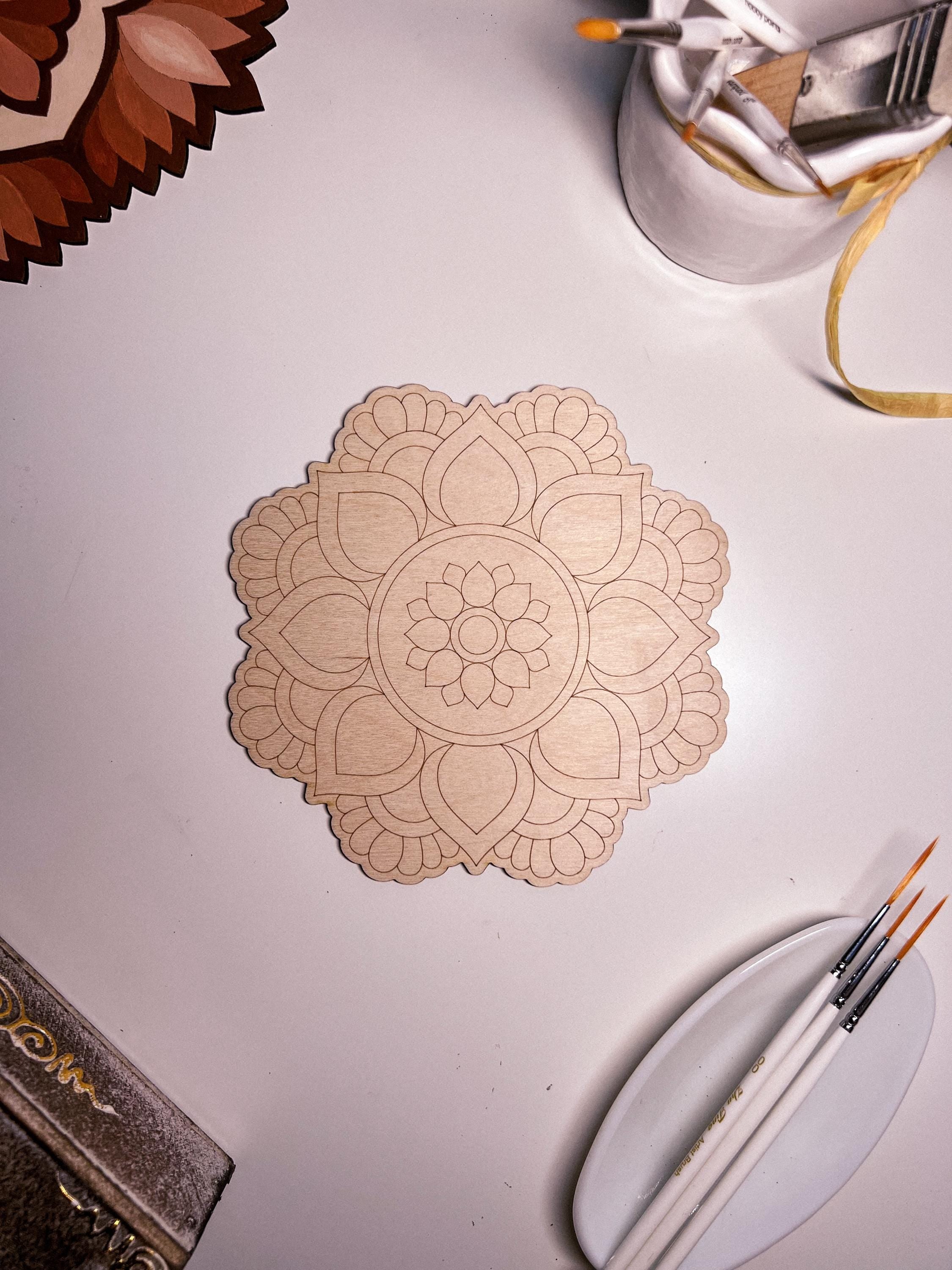 Wooden mandala for coloring, Art therapy, DIY craft, adult coloring, wall art, painting, home decor,easy drawing,coloring boards,mandala art