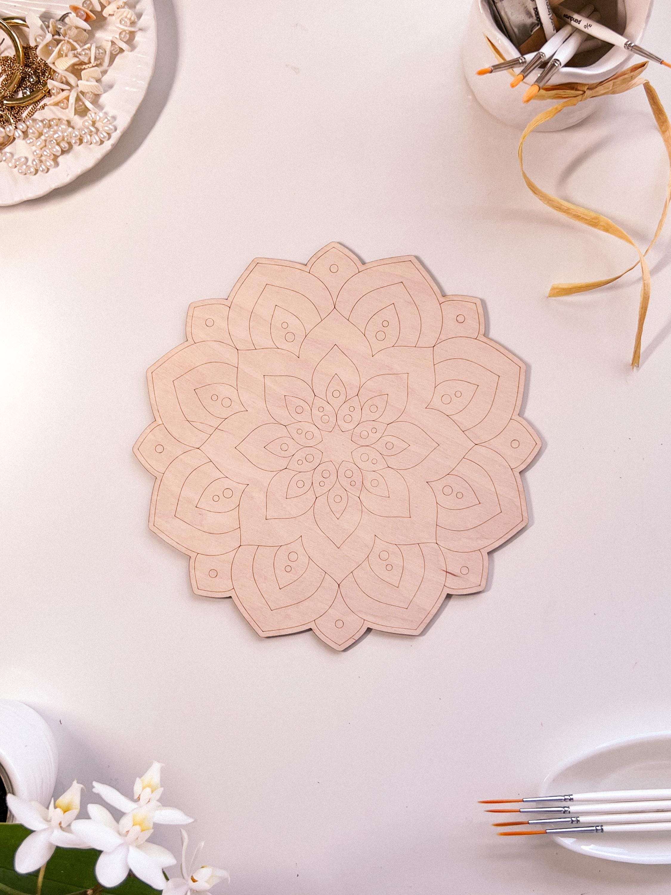 Wooden mandala for coloring, Art therapy, DIY craft, adult coloring, wall art, painting, home decor,easy drawing,coloring boards,mandala art