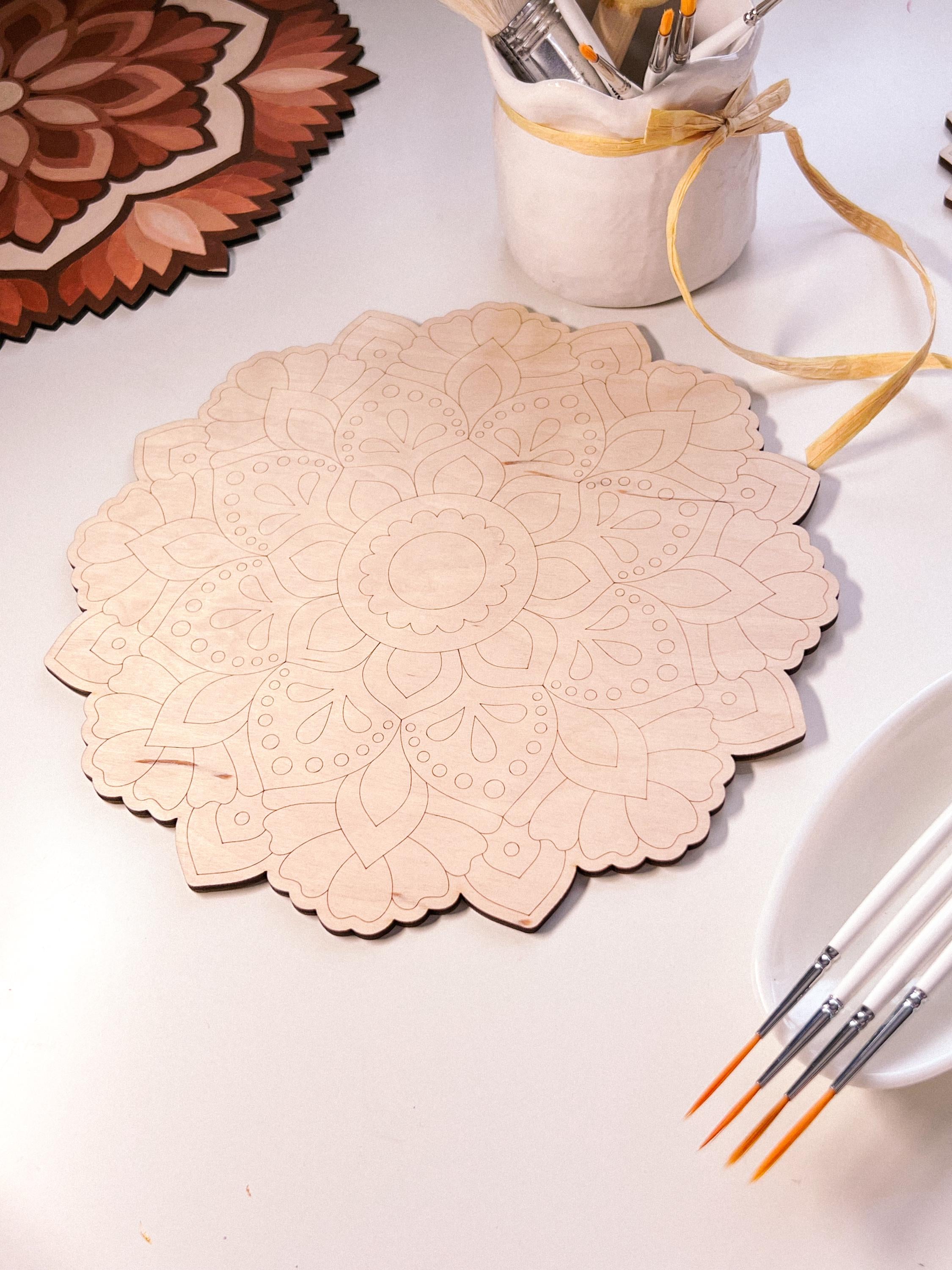 Holzmandala zum Ausmalen, Kunsttherapie, DIY-Basteln, Malen für Erwachsene, Wandkunst, Malerei, Heimdekoration, einfache Zeichnung, Malbretter, Mandala-Kunst