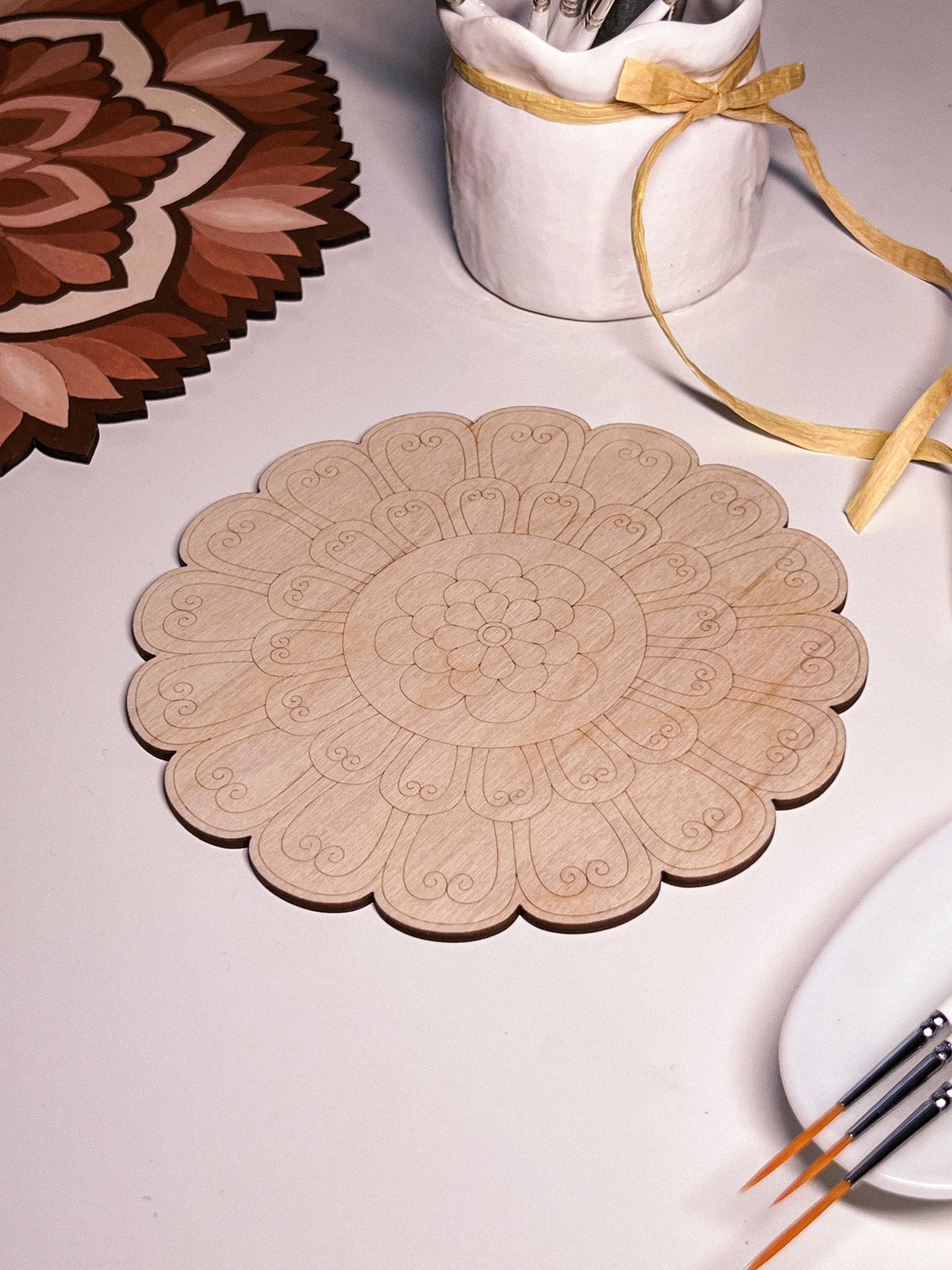 Wooden mandala for coloring, Art therapy, DIY craft, adult coloring, wall art, painting, home decor,easy drawing,coloring boards,mandala art