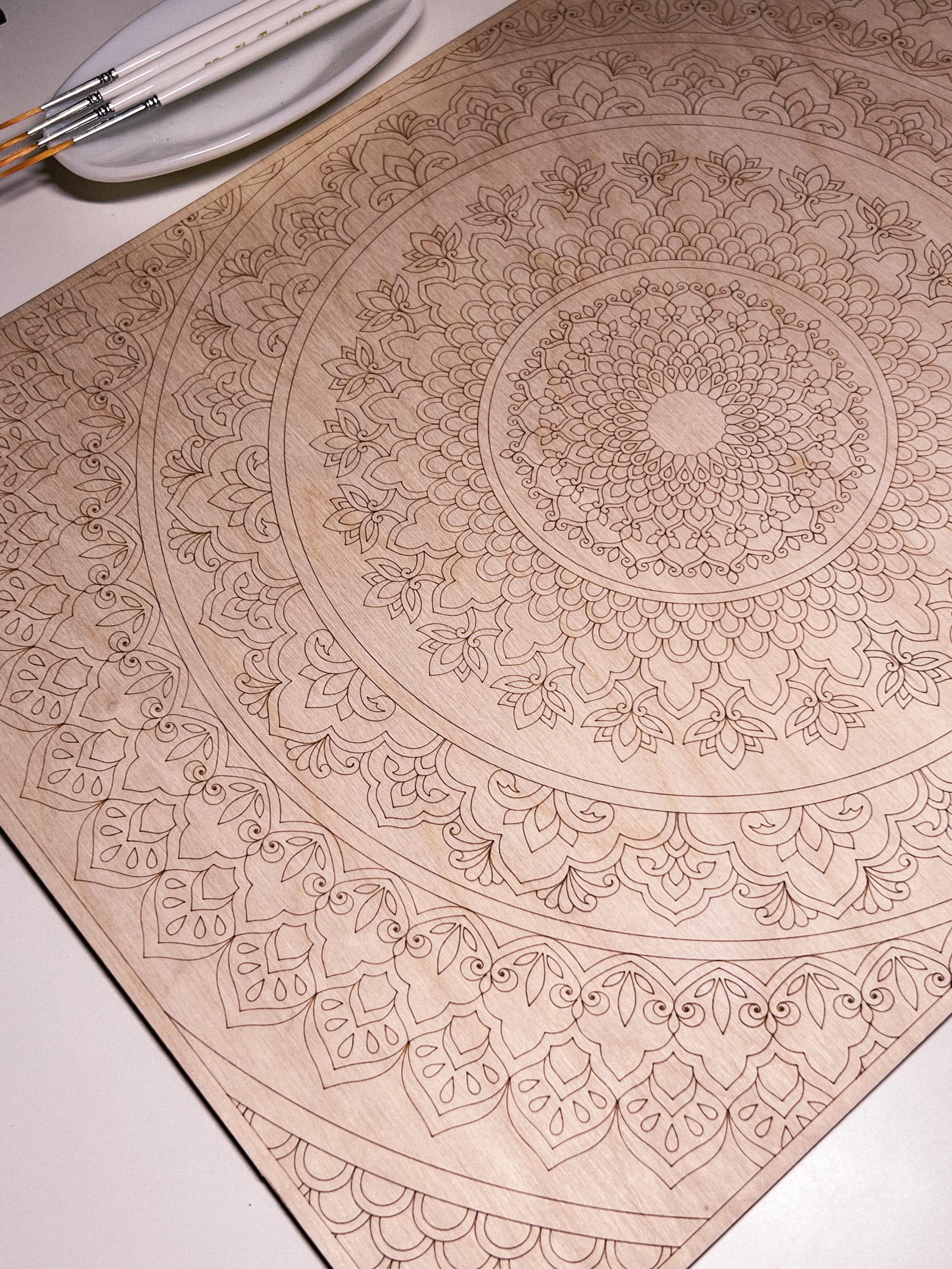 Wooden mandala for coloring, Art therapy, DIY craft, adult coloring, wall art, painting, home decor,easy drawing,coloring boards,mandala art