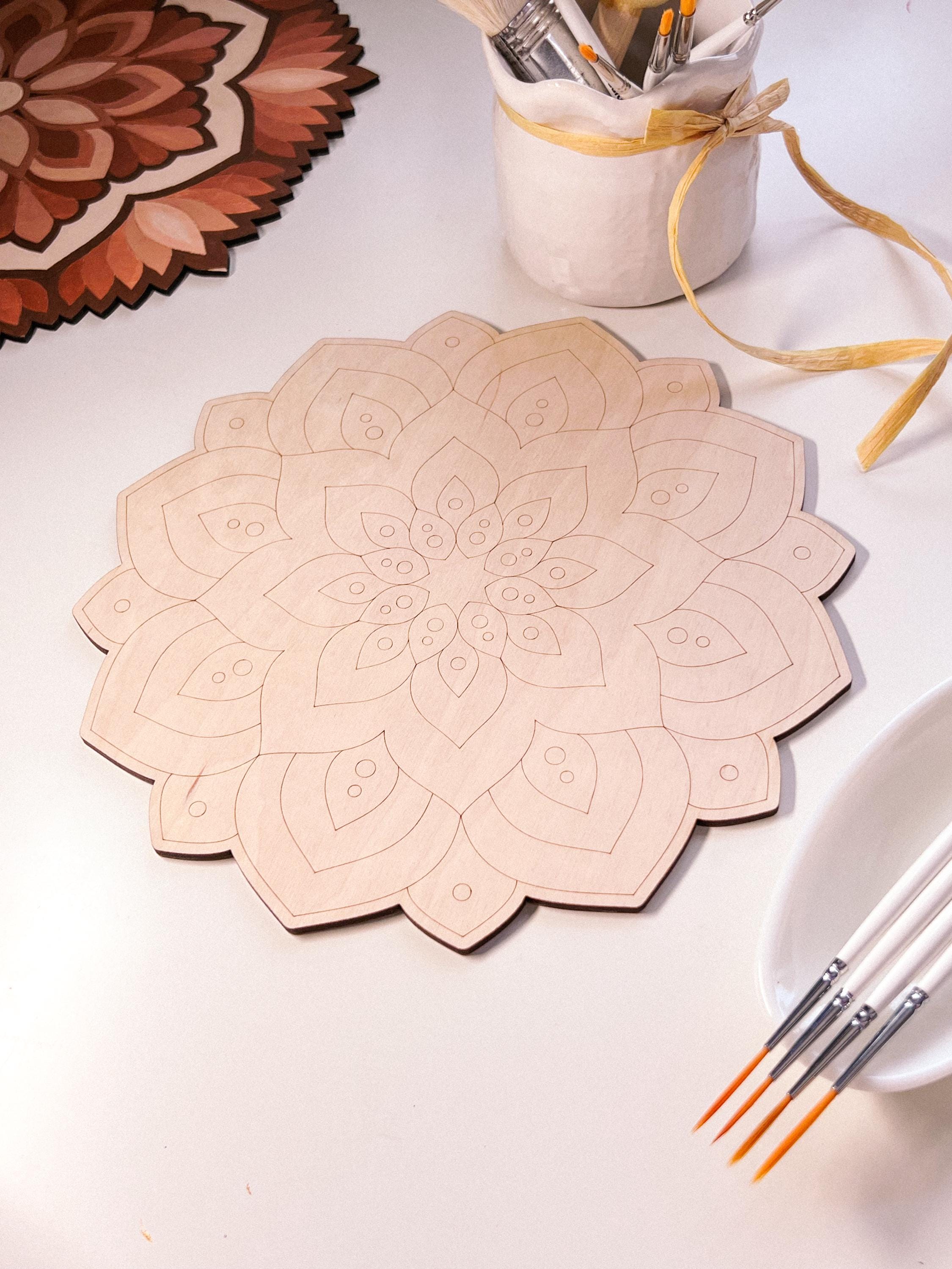 Wooden mandala for coloring, Art therapy, DIY craft, adult coloring, wall art, painting, home decor,easy drawing,coloring boards,mandala art