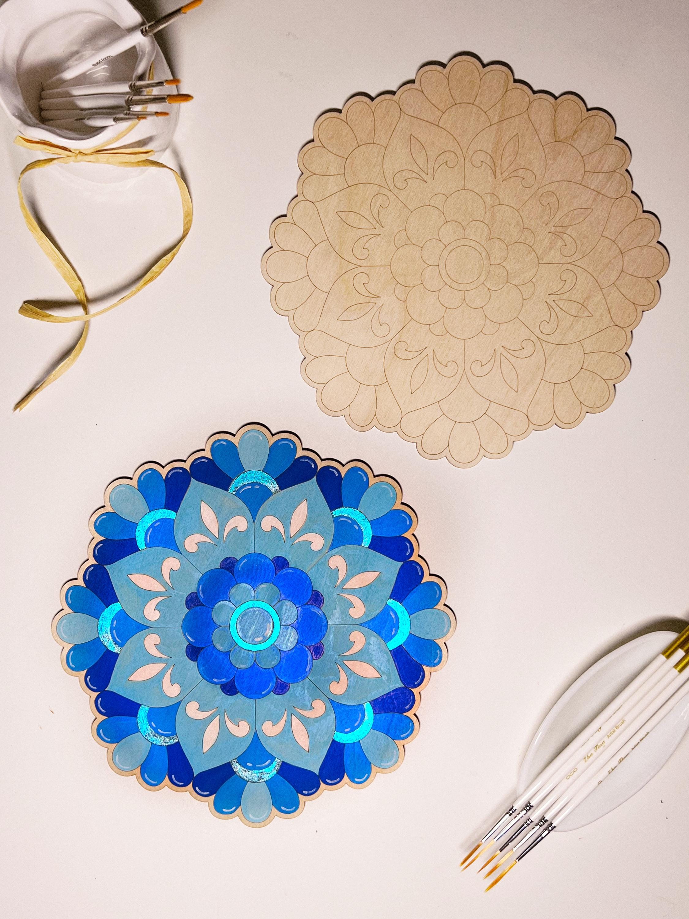 Wooden mandala for coloring, Art therapy, DIY craft, adult coloring, wall art, painting, home decor,easy drawing,coloring boards,mandala art