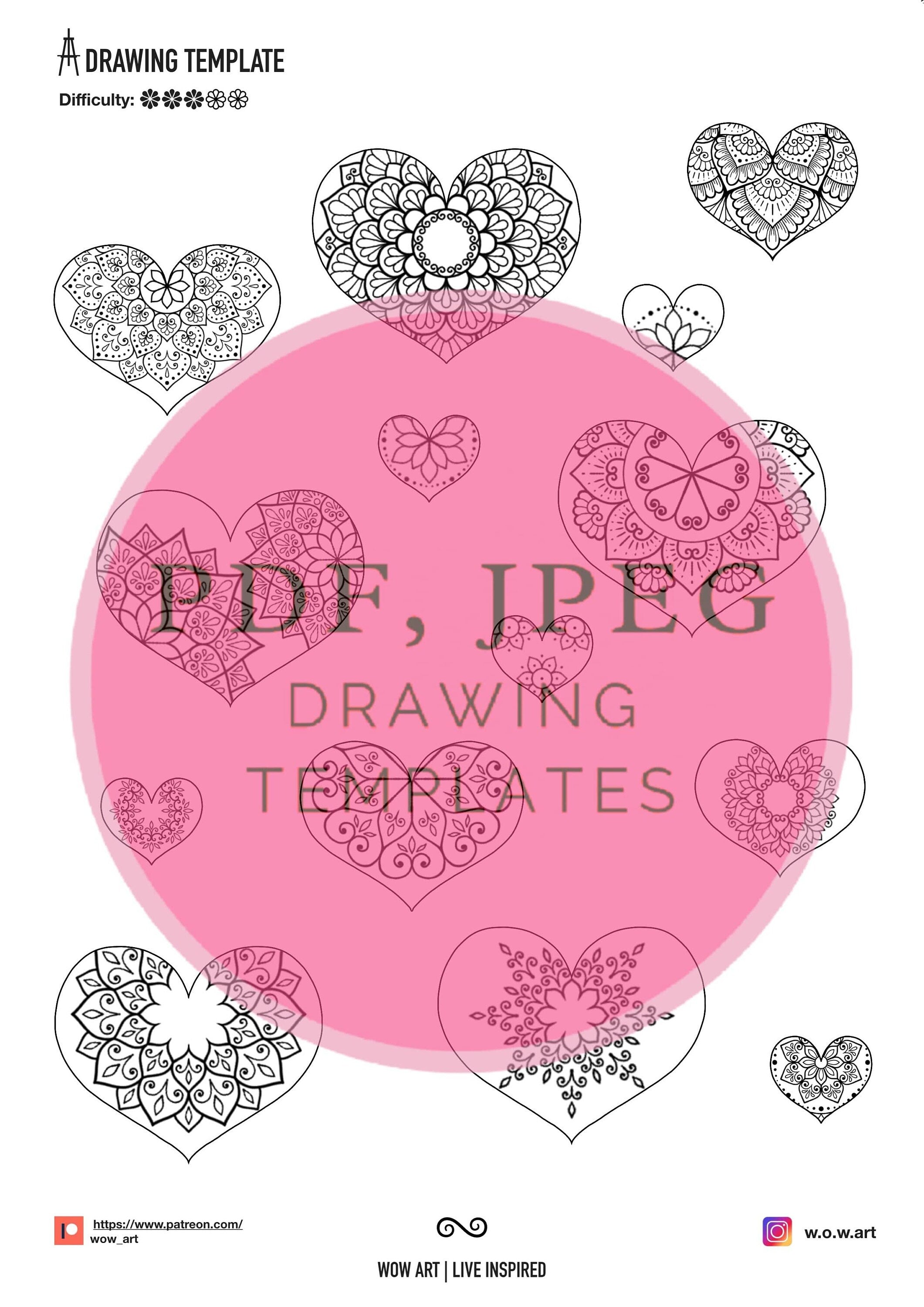 17. Valentinstagskarten zum Umreißen, Ausfüllen und Ausmalen, pdf, jpeg. Geschenke, digitales Papier, Sofort-Downloads, Malvorlage, Kunsttherapie, Scrapbooking