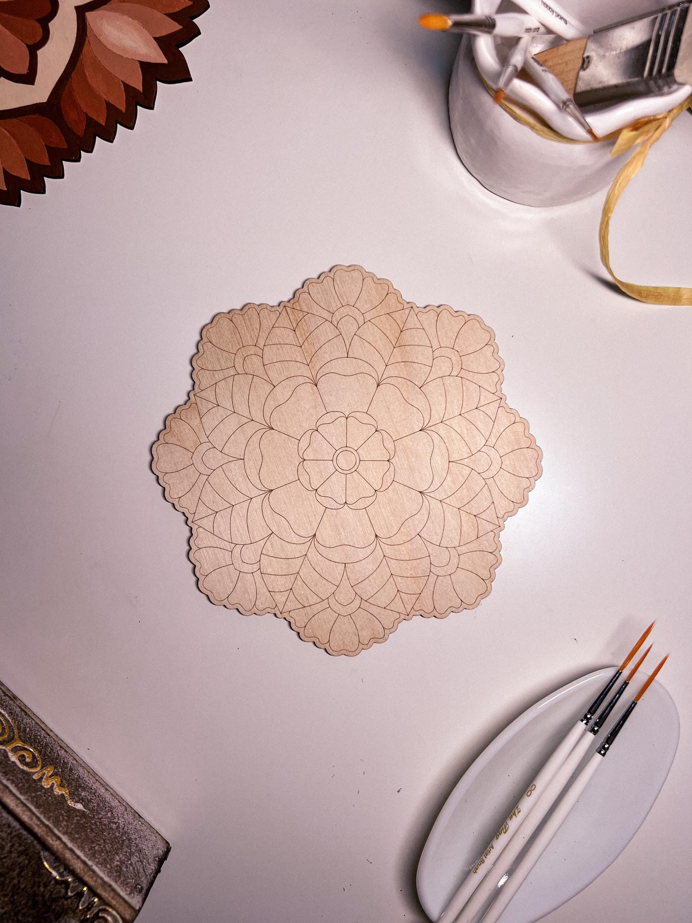 Wooden mandala for coloring, Art therapy, DIY craft, adult coloring, wall art, painting, home decor,easy drawing,coloring boards,mandala art